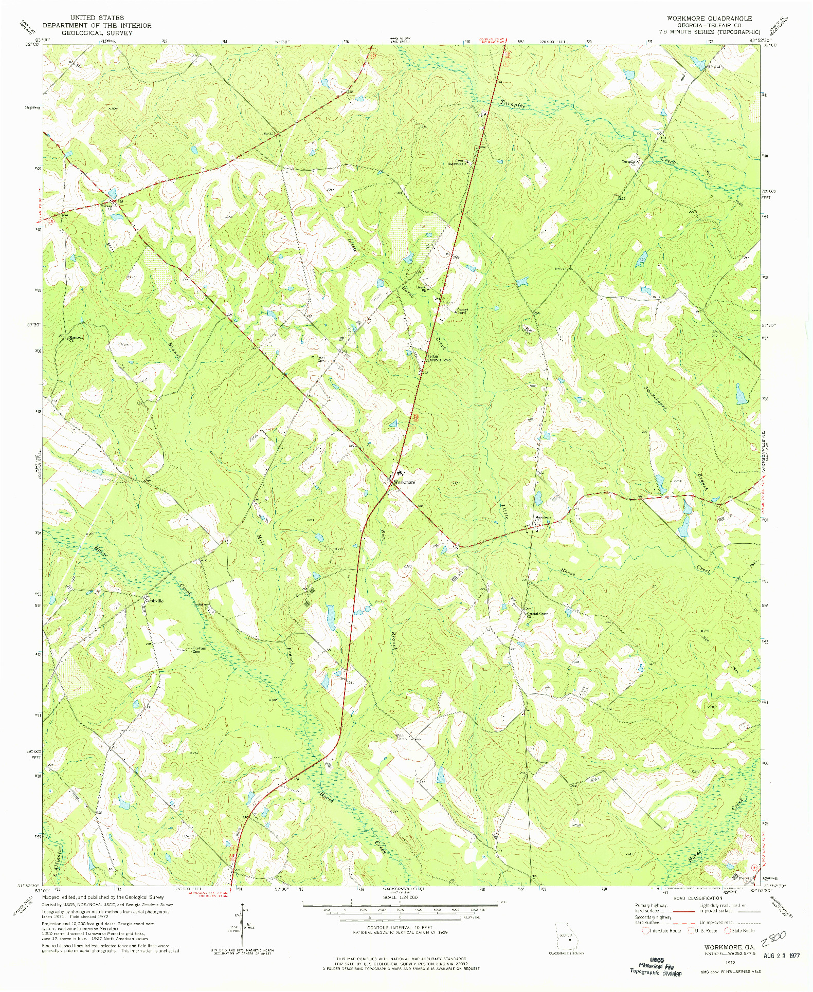 USGS 1:24000-SCALE QUADRANGLE FOR WORKMORE, GA 1972