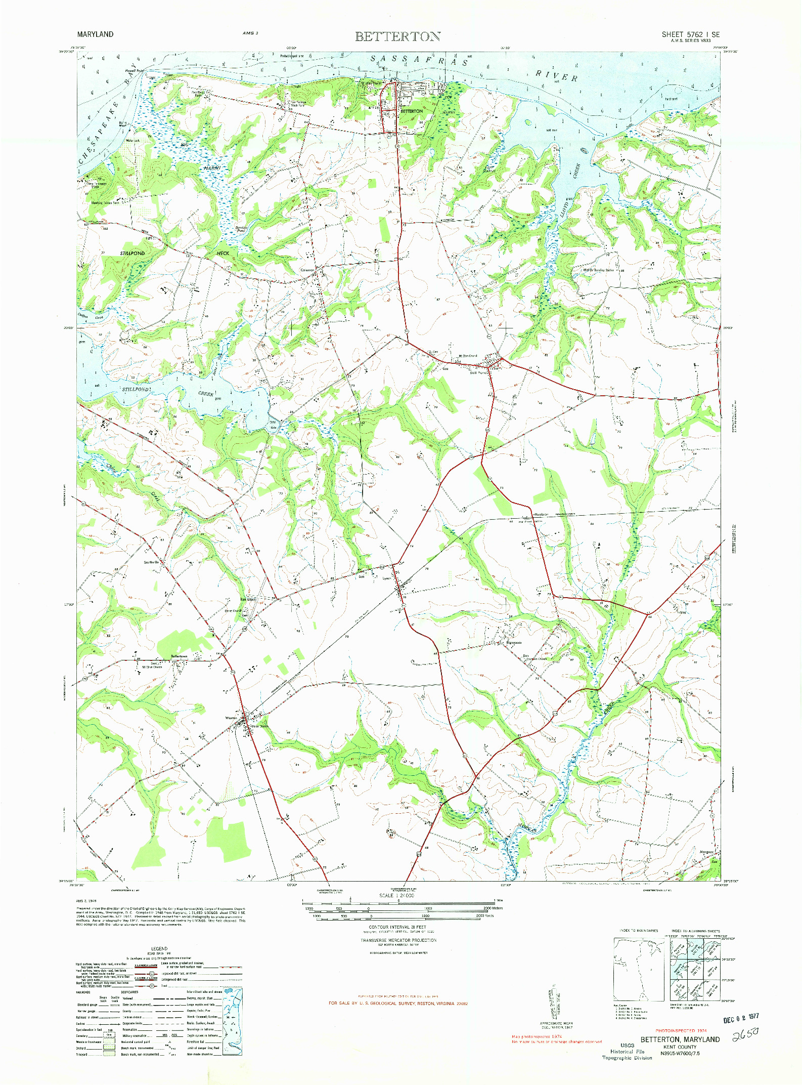 USGS 1:24000-SCALE QUADRANGLE FOR BETTERTON, MD 1948