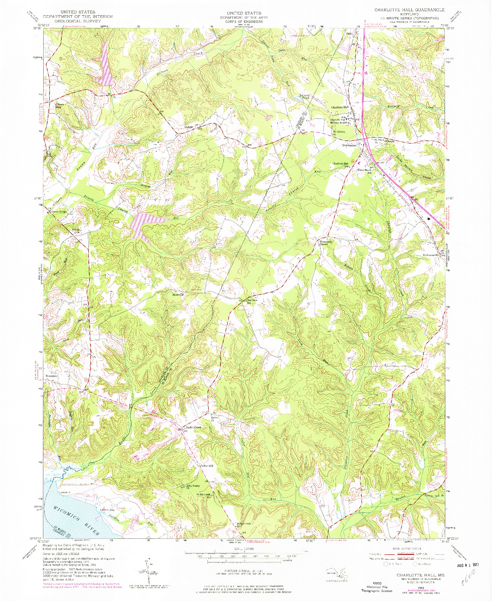 USGS 1:24000-SCALE QUADRANGLE FOR CHARLOTTE HALL, MD 1953