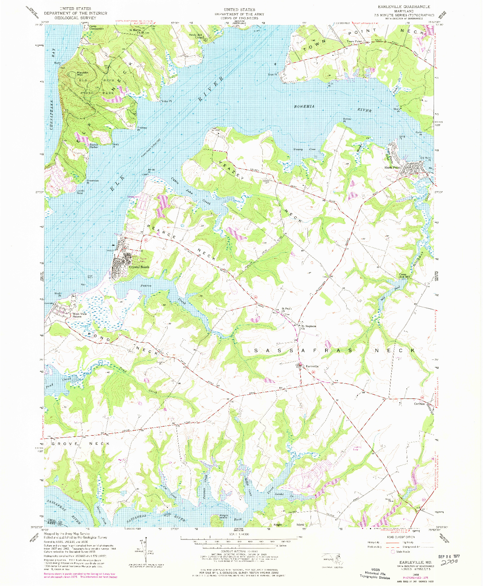 USGS 1:24000-SCALE QUADRANGLE FOR EARLEVILLE, MD 1958