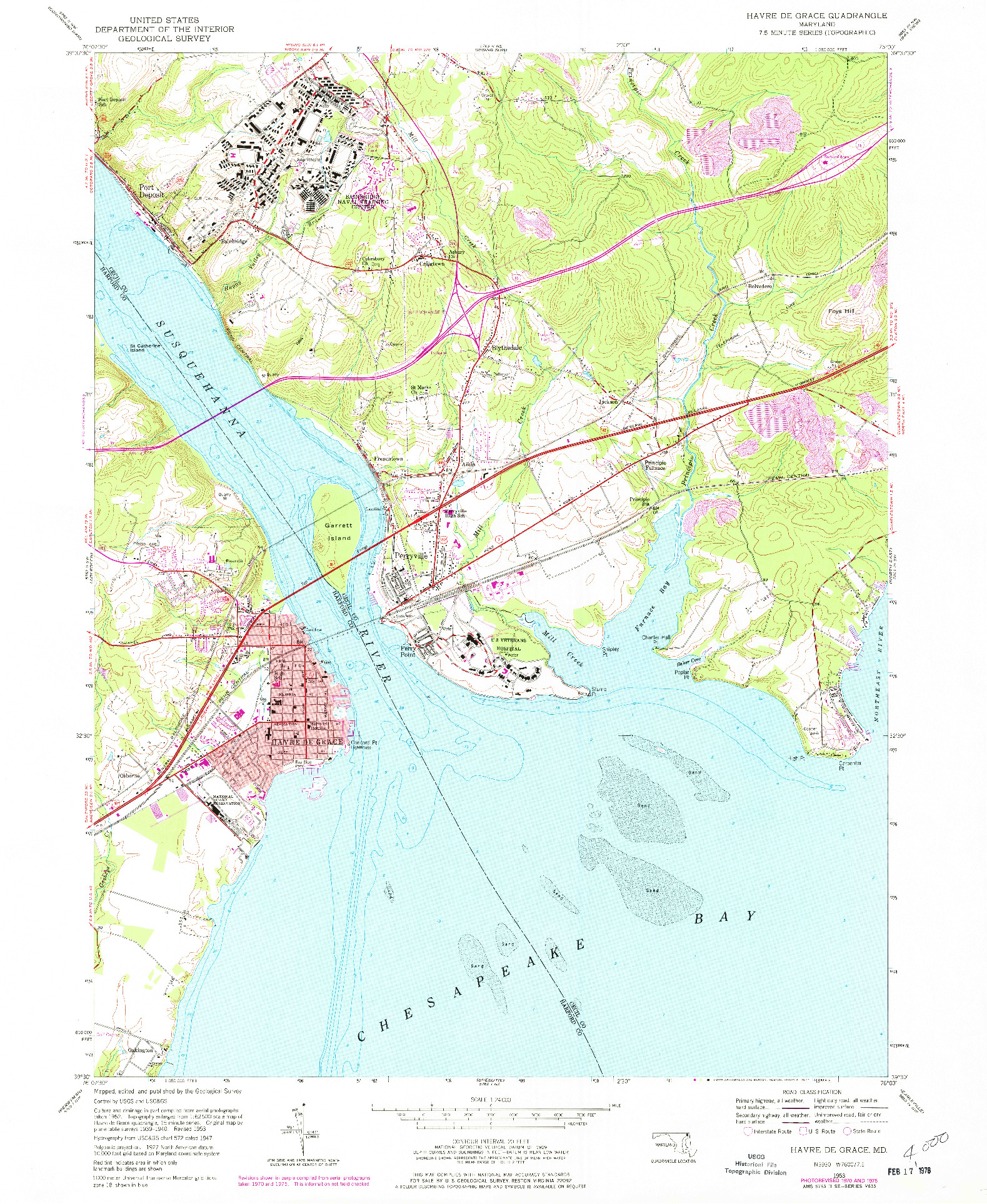 USGS 1:24000-SCALE QUADRANGLE FOR HAVRE DE GRACE, MD 1953