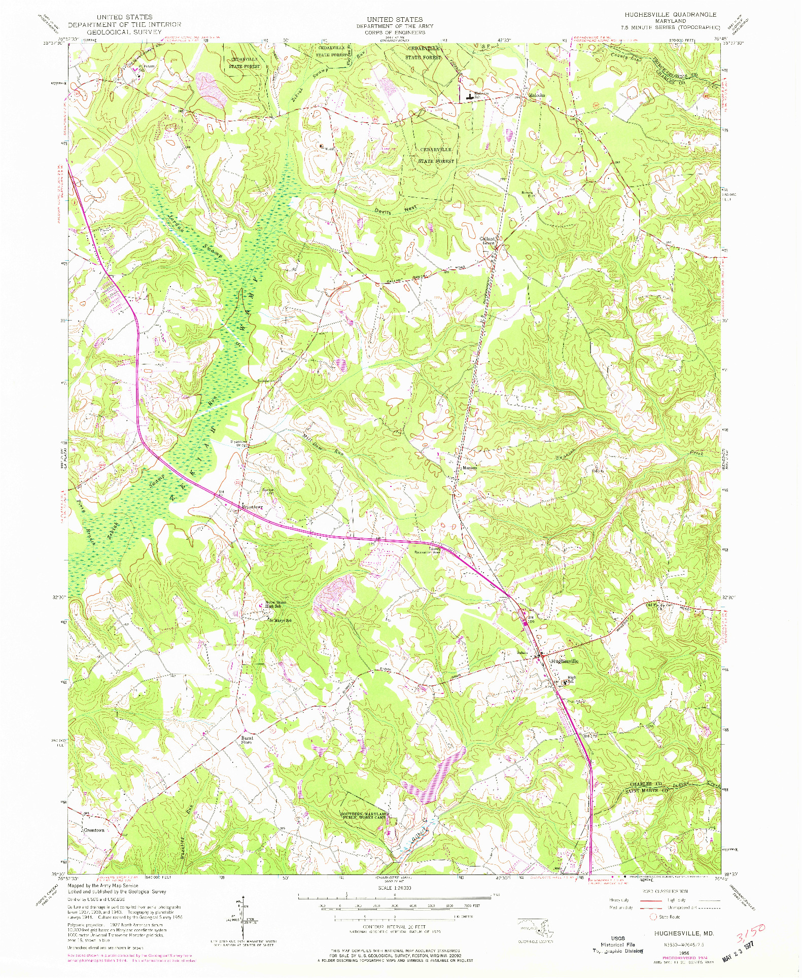 USGS 1:24000-SCALE QUADRANGLE FOR HUGHESVILLE, MD 1956