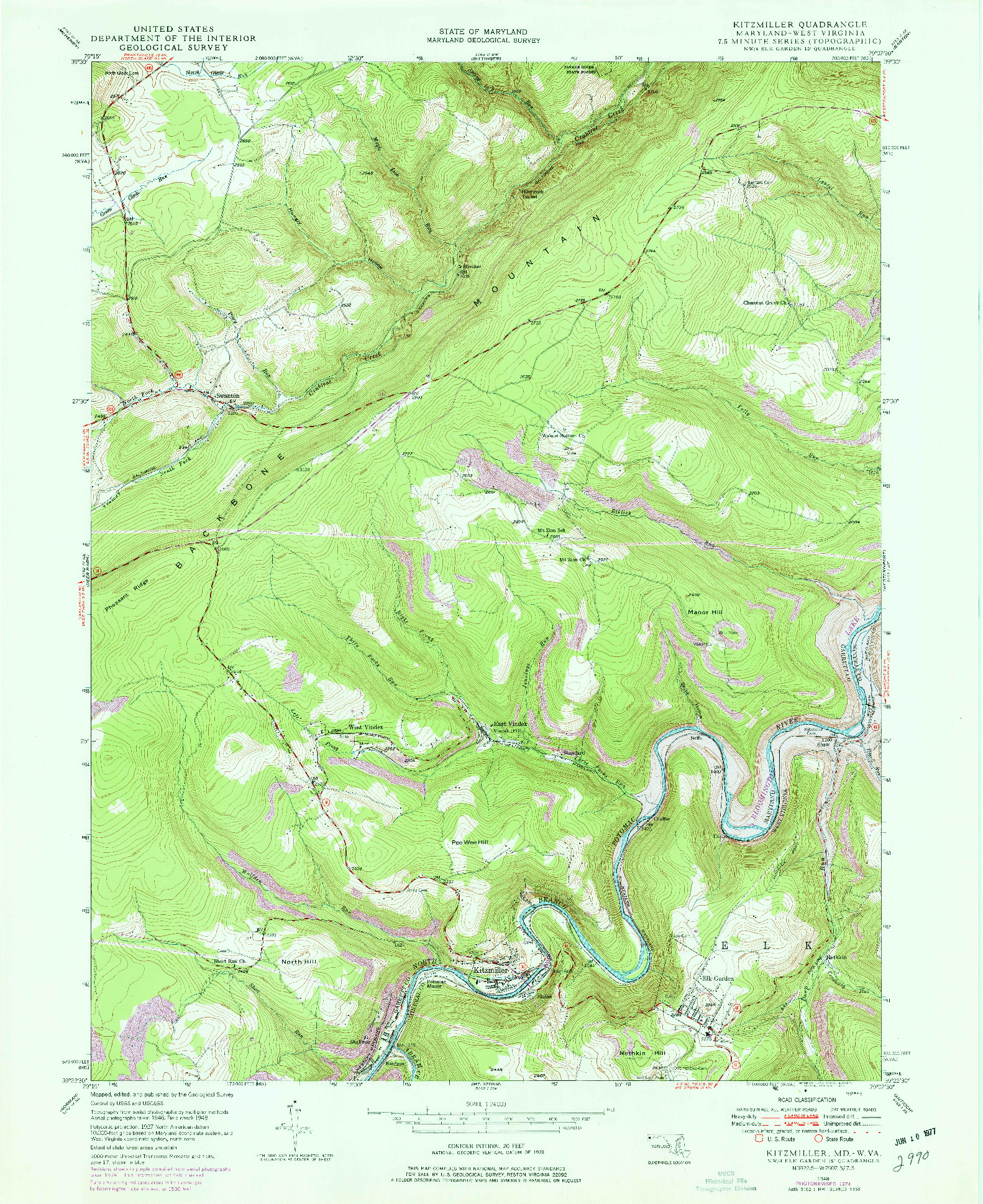 USGS 1:24000-SCALE QUADRANGLE FOR KITZMILLER, MD 1948