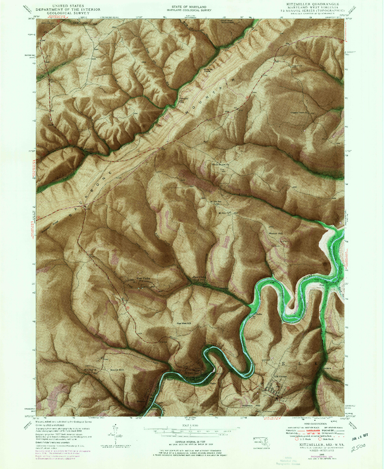 USGS 1:24000-SCALE QUADRANGLE FOR KITZMILLER, MD 1948