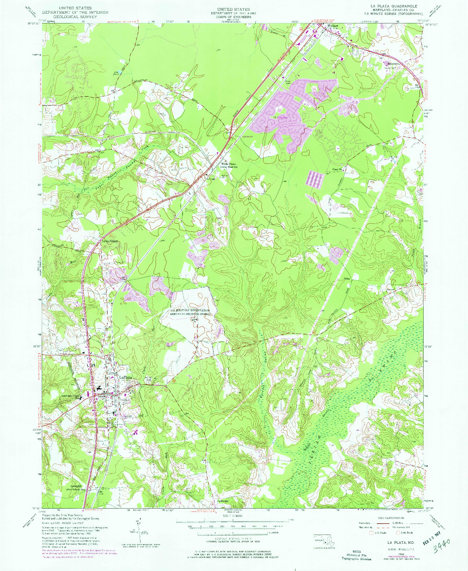 USGS 1:24000-SCALE QUADRANGLE FOR LA PLATA, MD 1956