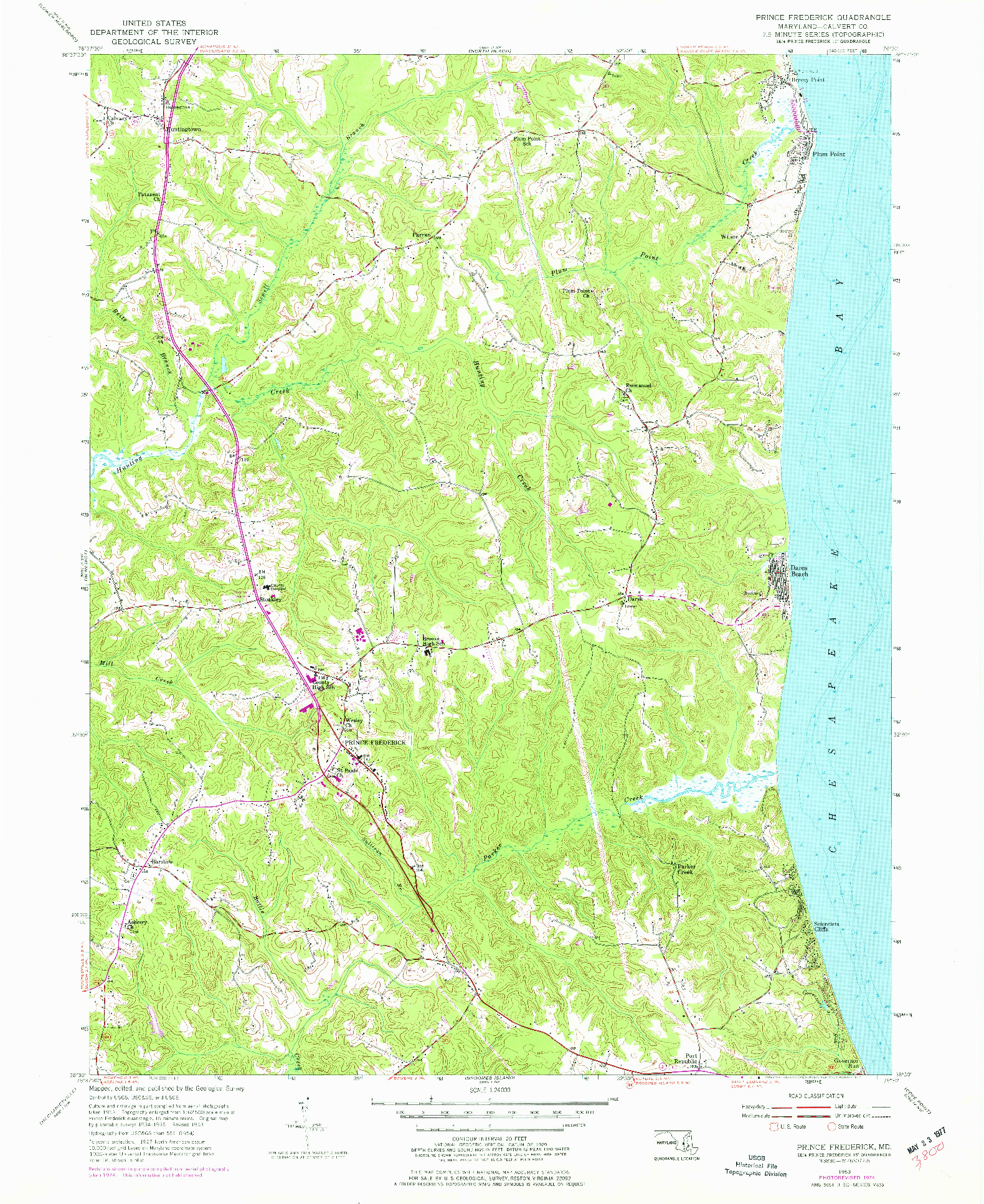 USGS 1:24000-SCALE QUADRANGLE FOR PRINCE FREDERICK, MD 1953