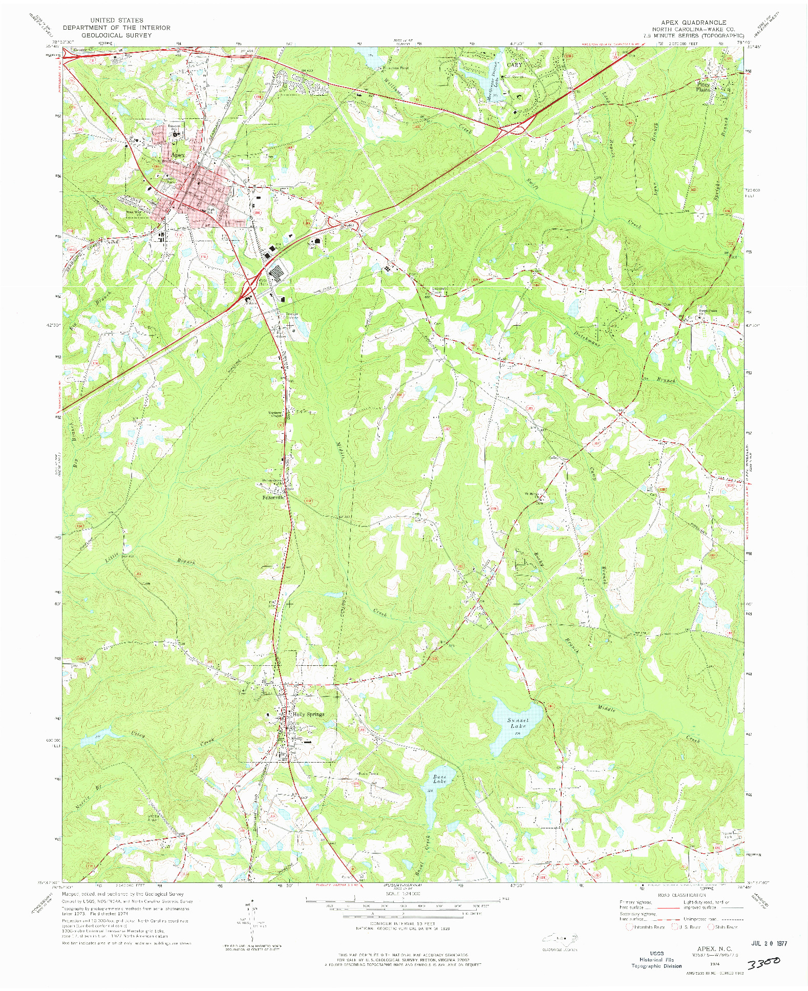 USGS 1:24000-SCALE QUADRANGLE FOR APEX, NC 1974