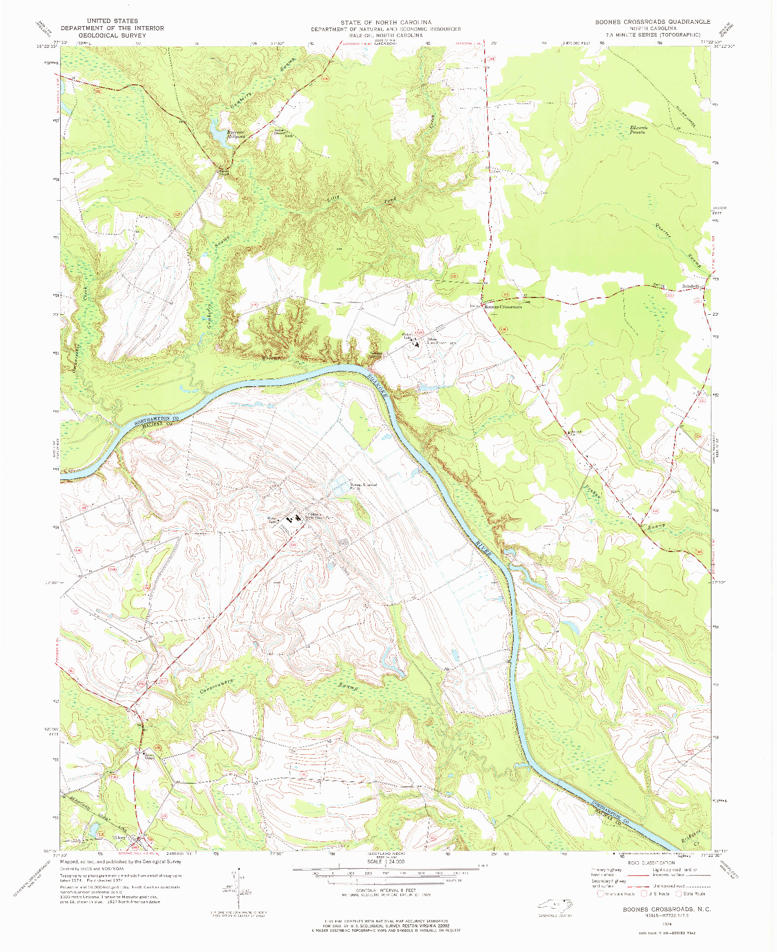 USGS 1:24000-SCALE QUADRANGLE FOR BOONES CROSSROADS, NC 1974