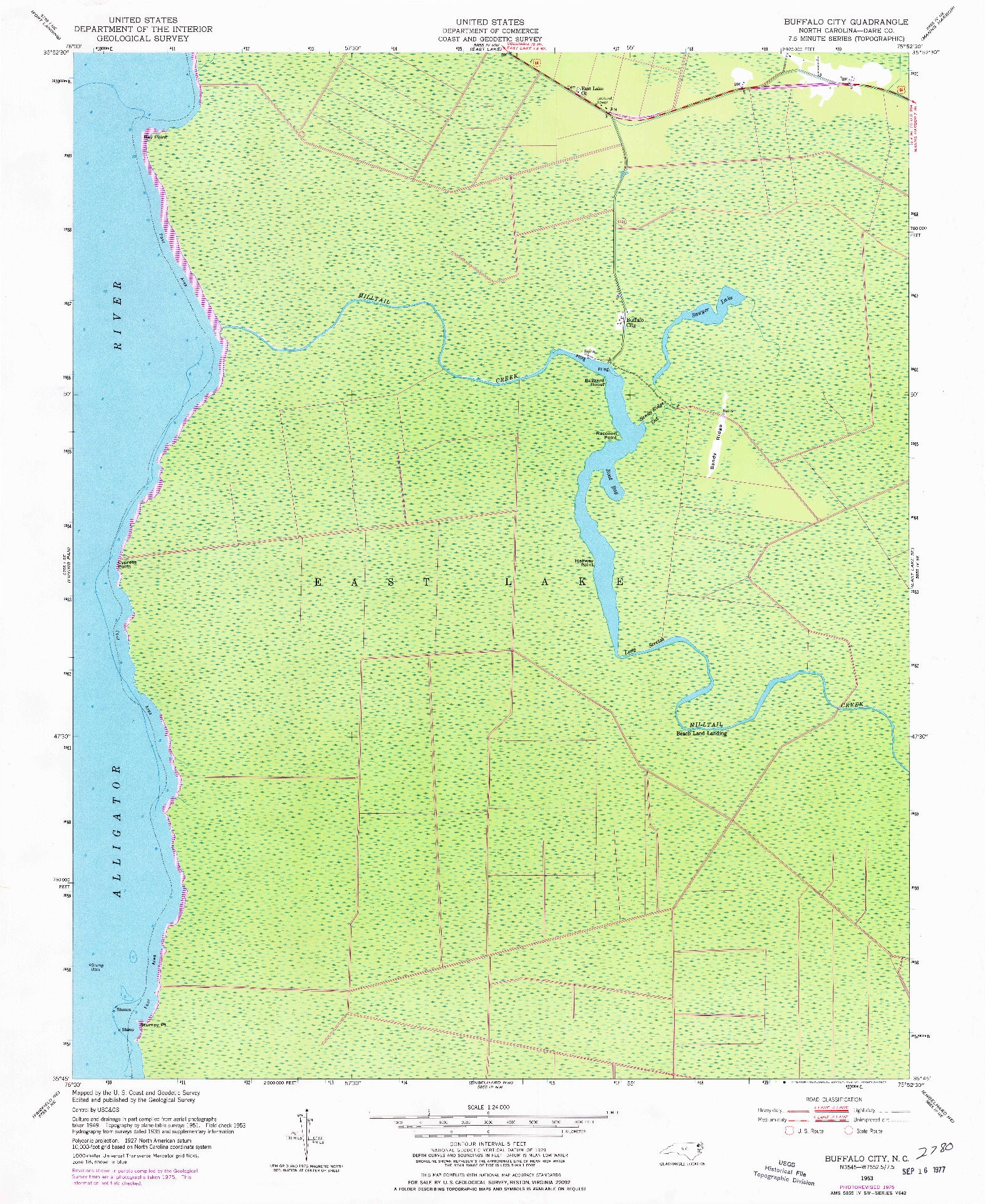 USGS 1:24000-SCALE QUADRANGLE FOR BUFFALO CITY, NC 1953