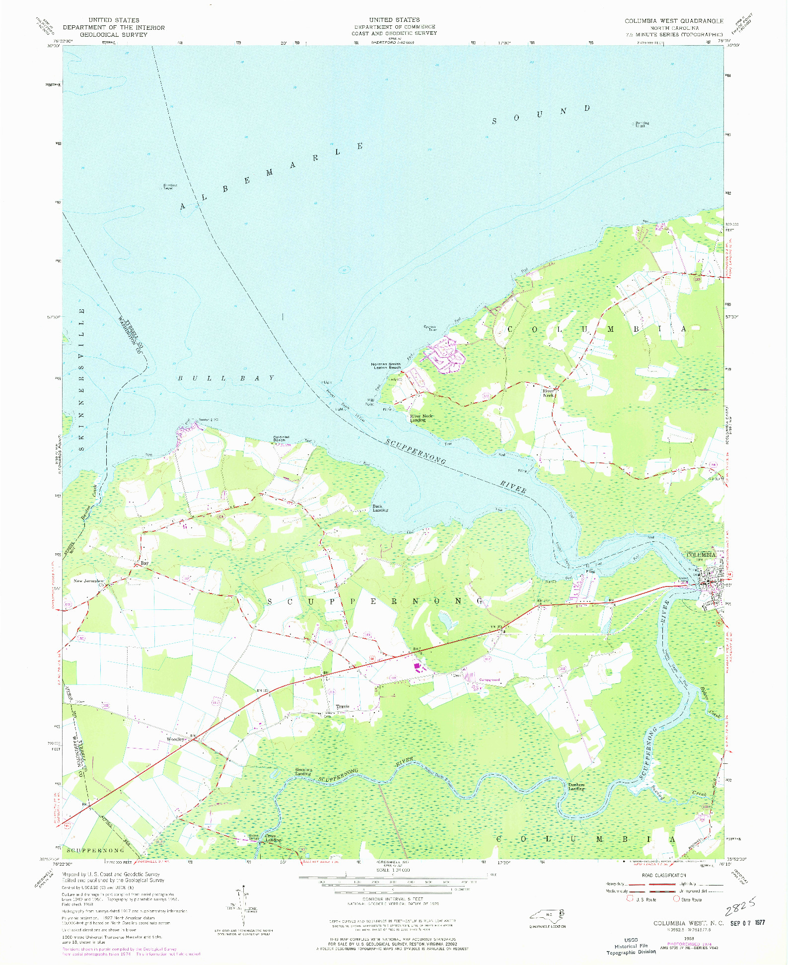 USGS 1:24000-SCALE QUADRANGLE FOR COLUMBIA WEST, NC 1953