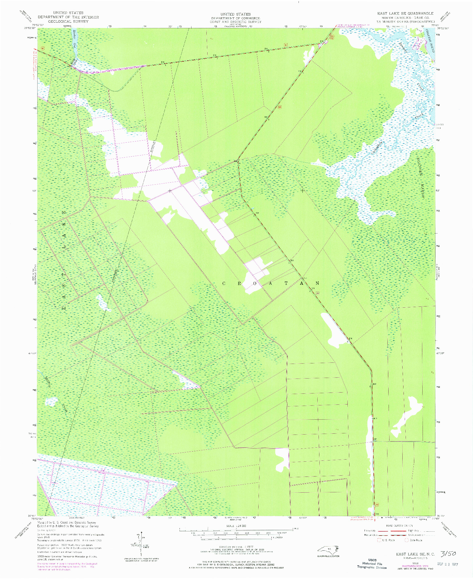 USGS 1:24000-SCALE QUADRANGLE FOR EAST LAKE SE, NC 1953