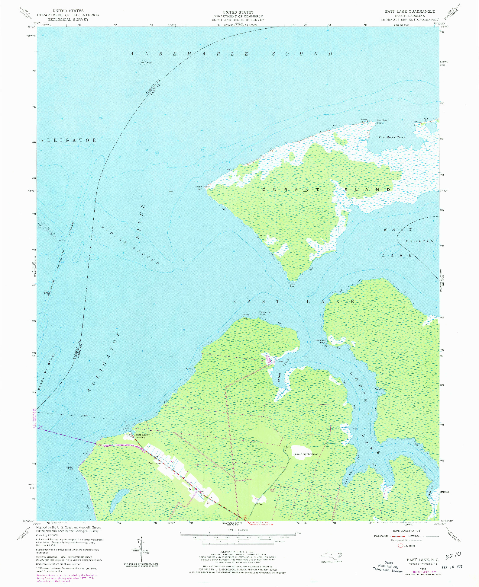 USGS 1:24000-SCALE QUADRANGLE FOR EAST LAKE, NC 1953