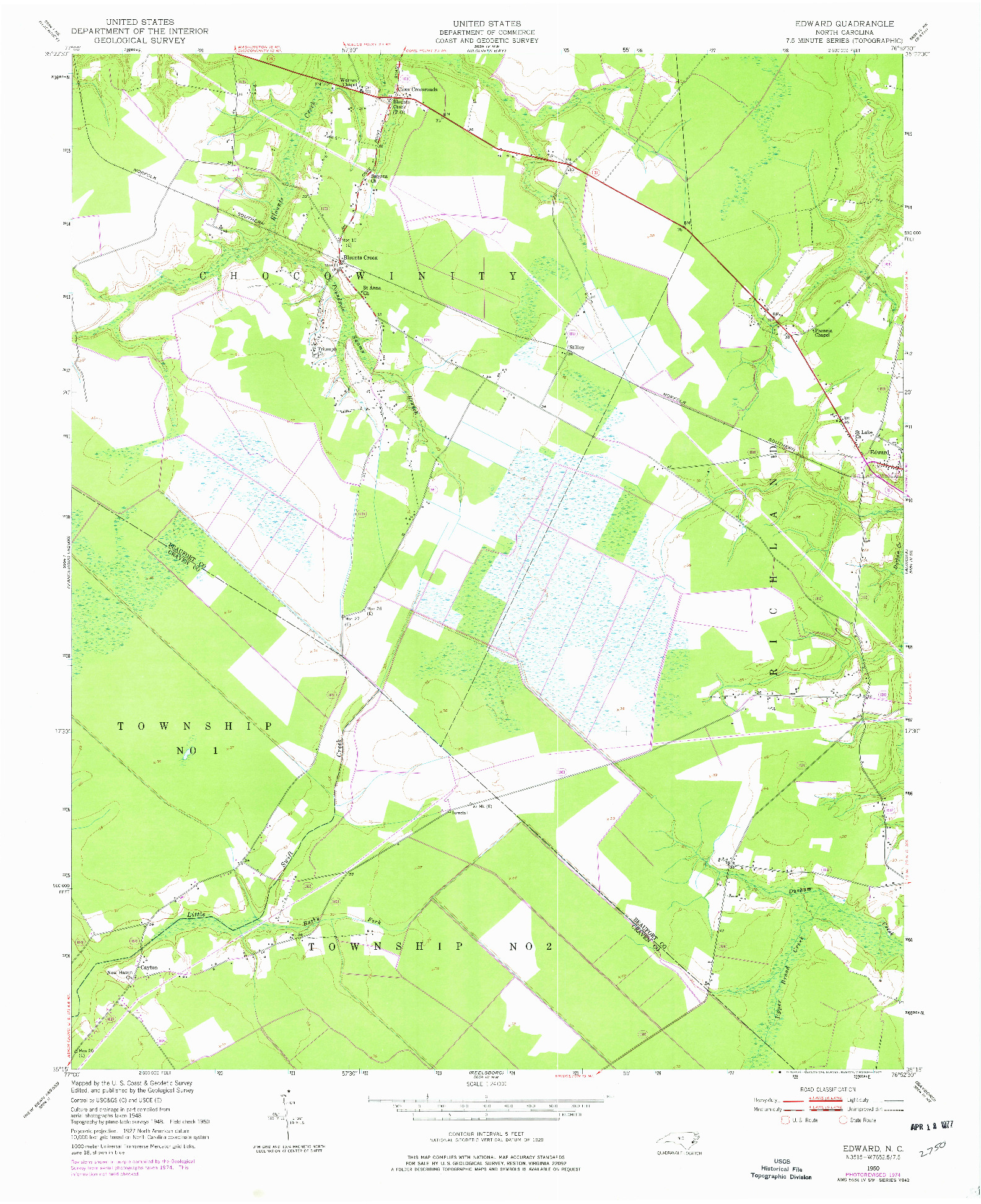 USGS 1:24000-SCALE QUADRANGLE FOR EDWARD, NC 1950