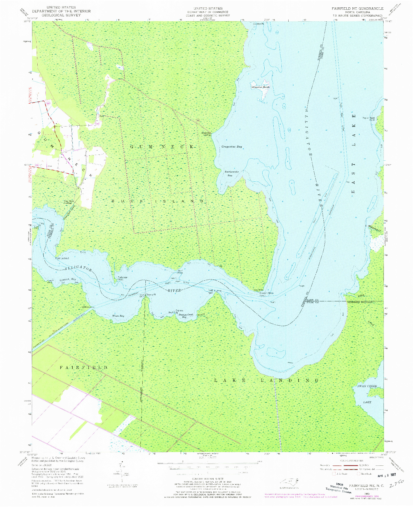 USGS 1:24000-SCALE QUADRANGLE FOR FAIRFIELD NE, NC 1953