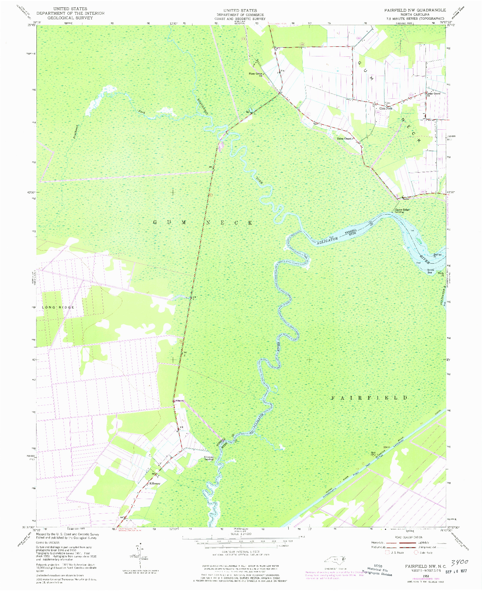 USGS 1:24000-SCALE QUADRANGLE FOR FAIRFIELD NW, NC 1953