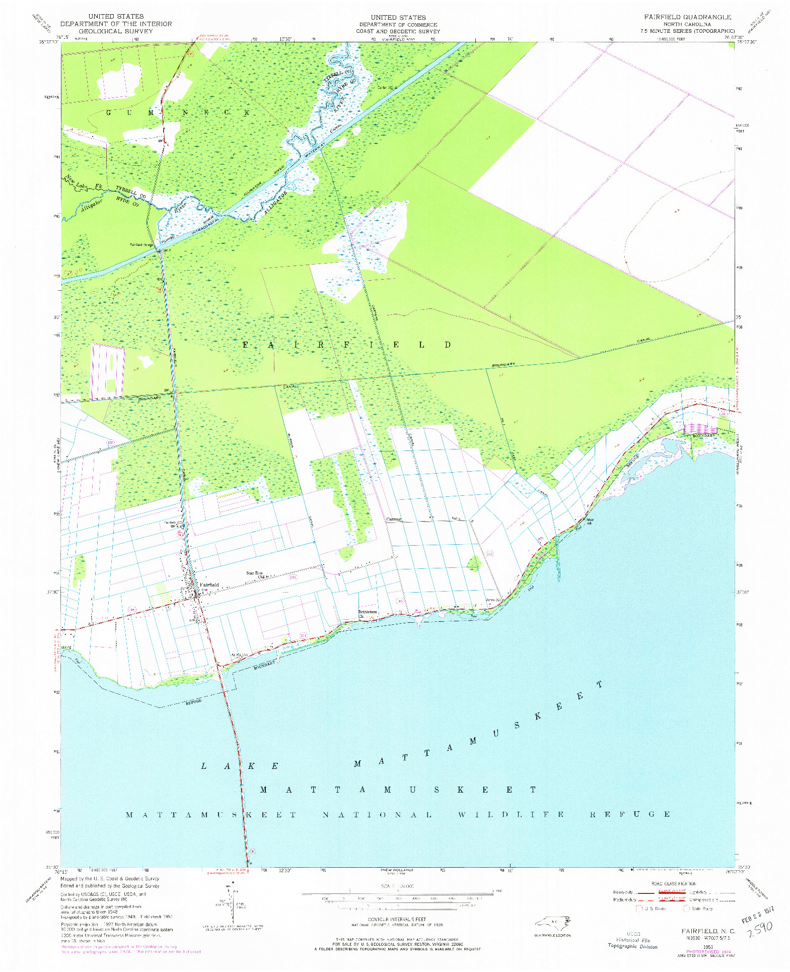 USGS 1:24000-SCALE QUADRANGLE FOR FAIRFIELD, NC 1951