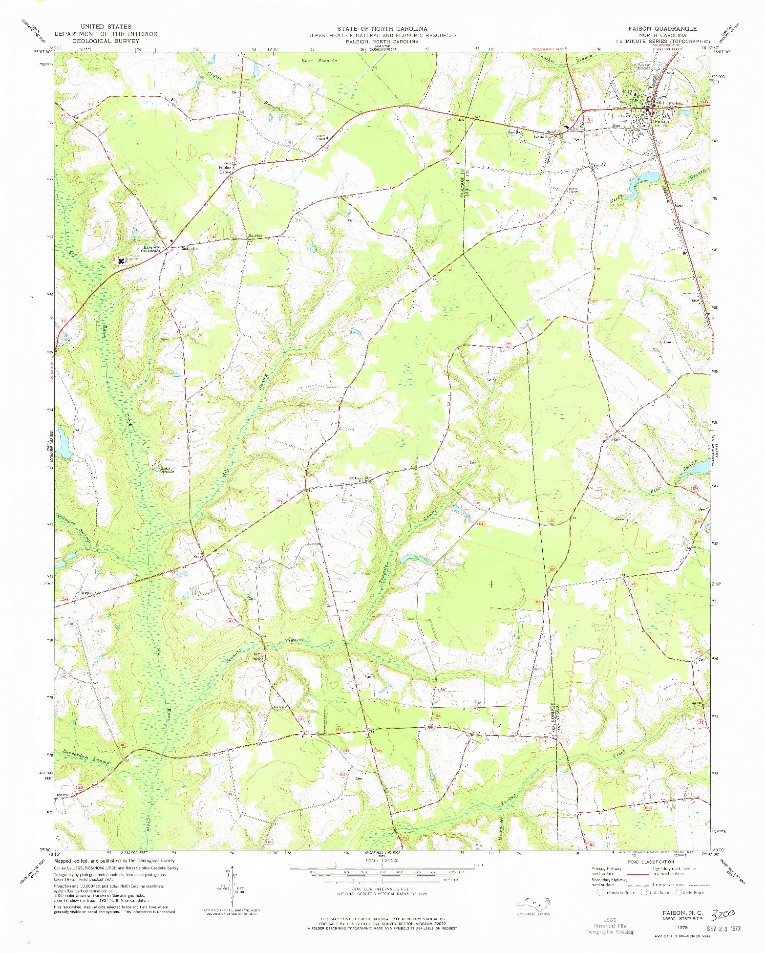 USGS 1:24000-SCALE QUADRANGLE FOR FAISON, NC 1975