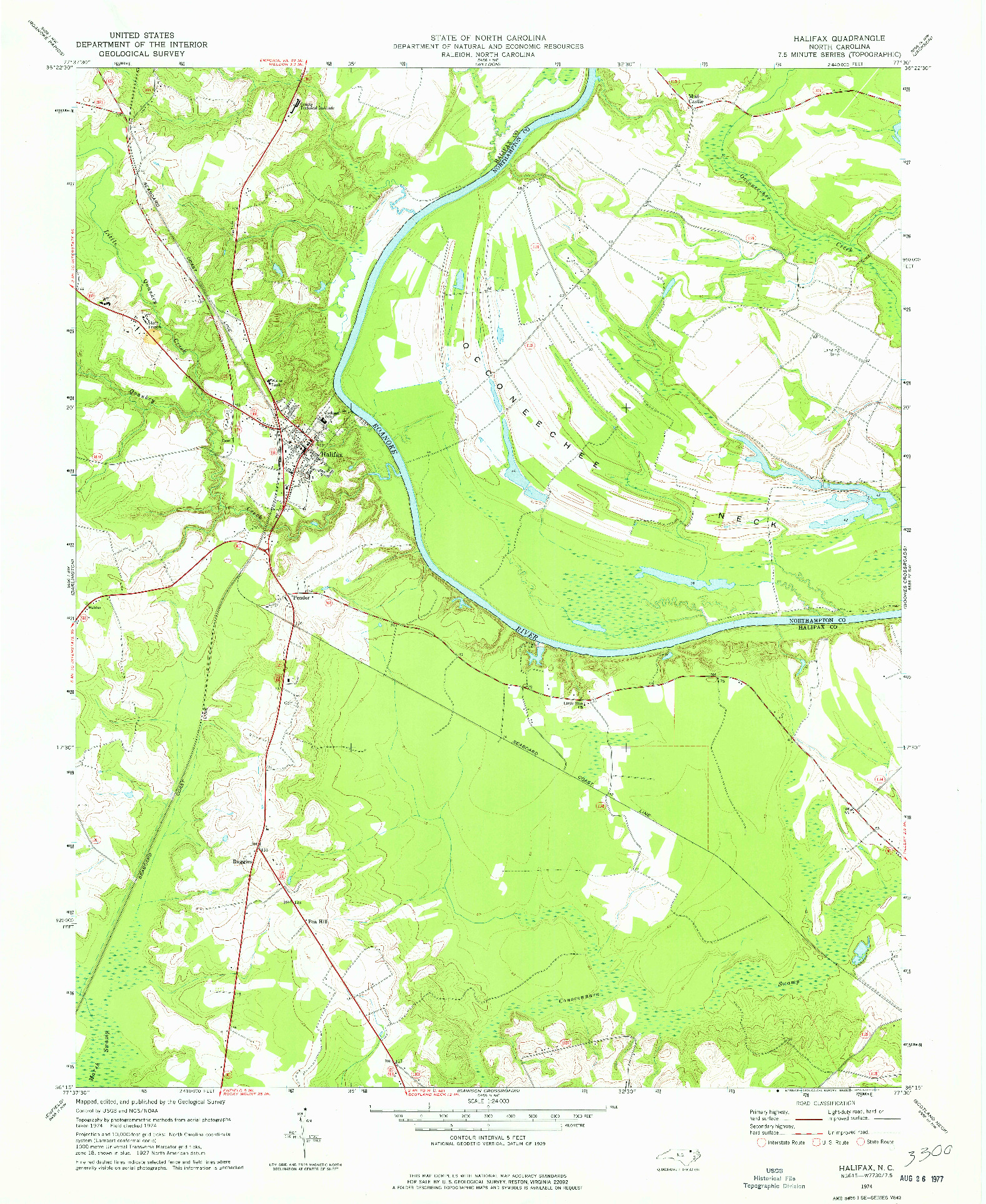 USGS 1:24000-SCALE QUADRANGLE FOR HALIFAX, NC 1974