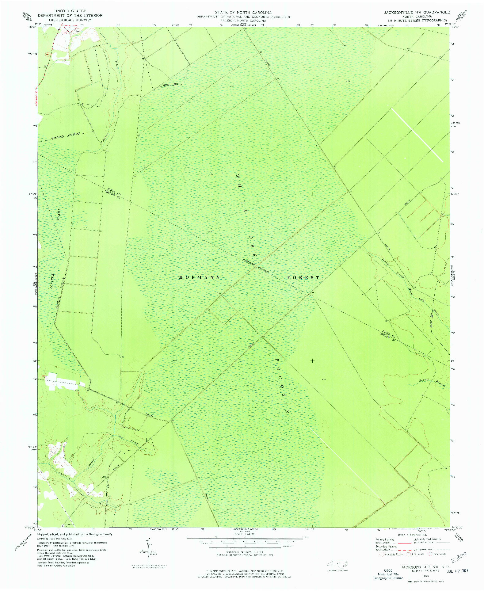 USGS 1:24000-SCALE QUADRANGLE FOR JACKSONVILLE NW, NC 1975