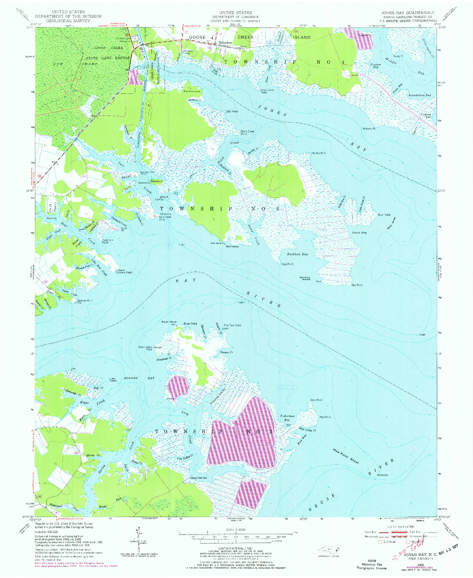 USGS 1:24000-SCALE QUADRANGLE FOR JONES BAY, NC 1950