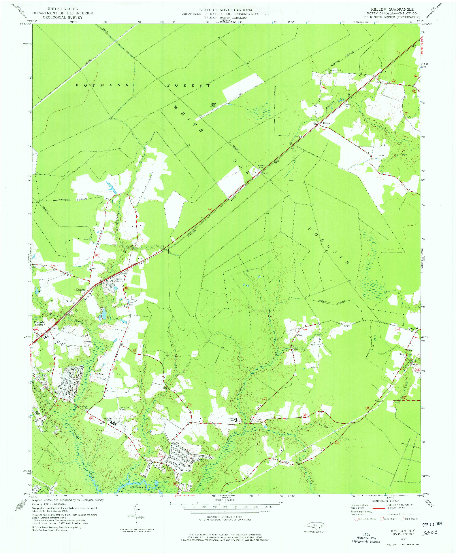 USGS 1:24000-SCALE QUADRANGLE FOR KELLUM, NC 1977