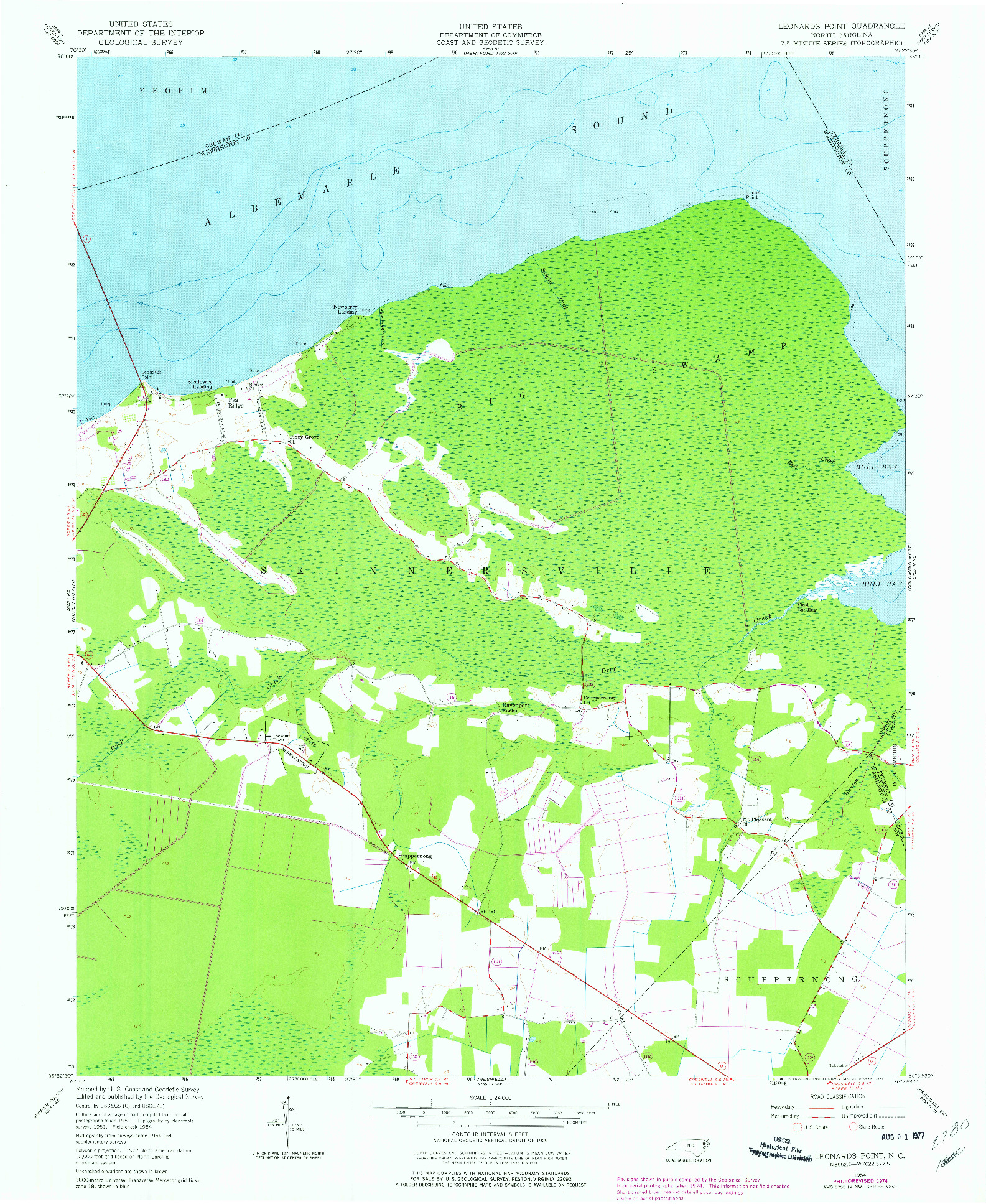 USGS 1:24000-SCALE QUADRANGLE FOR LEONARDS POINT, NC 1954