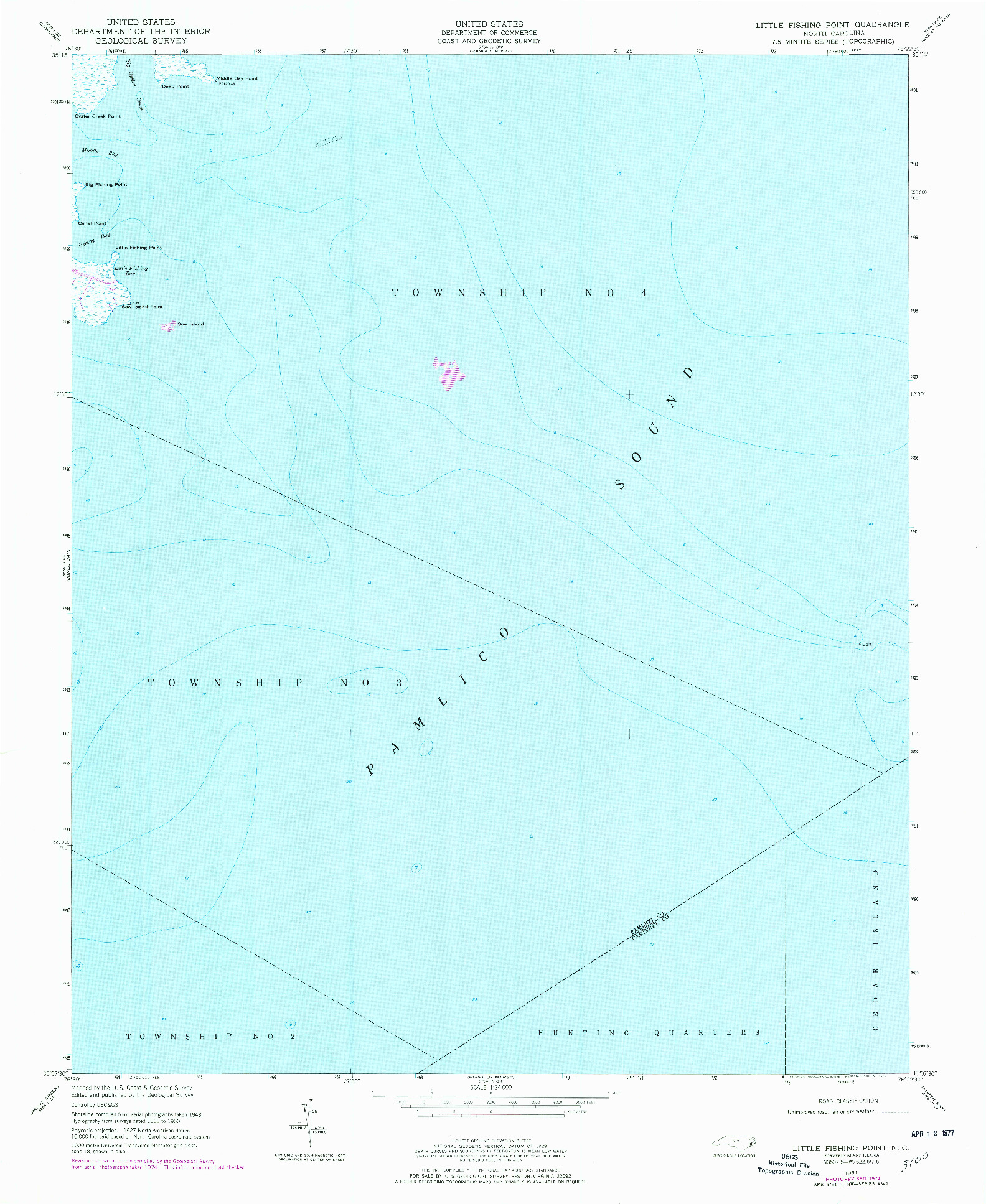 USGS 1:24000-SCALE QUADRANGLE FOR LITTLE FISHING POINT, NC 1951