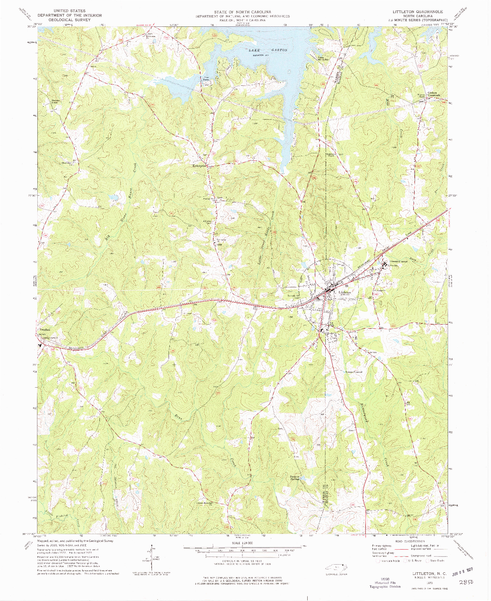 USGS 1:24000-SCALE QUADRANGLE FOR LITTLETON, NC 1973