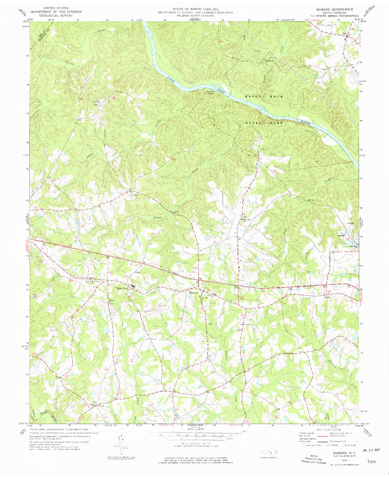 USGS 1:24000-SCALE QUADRANGLE FOR MAMERS, NC 1974