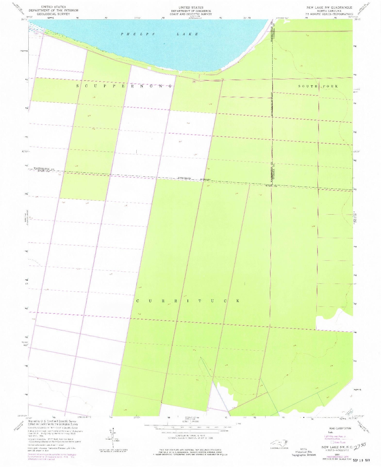 USGS 1:24000-SCALE QUADRANGLE FOR NEW LAKE NW, NC 1954