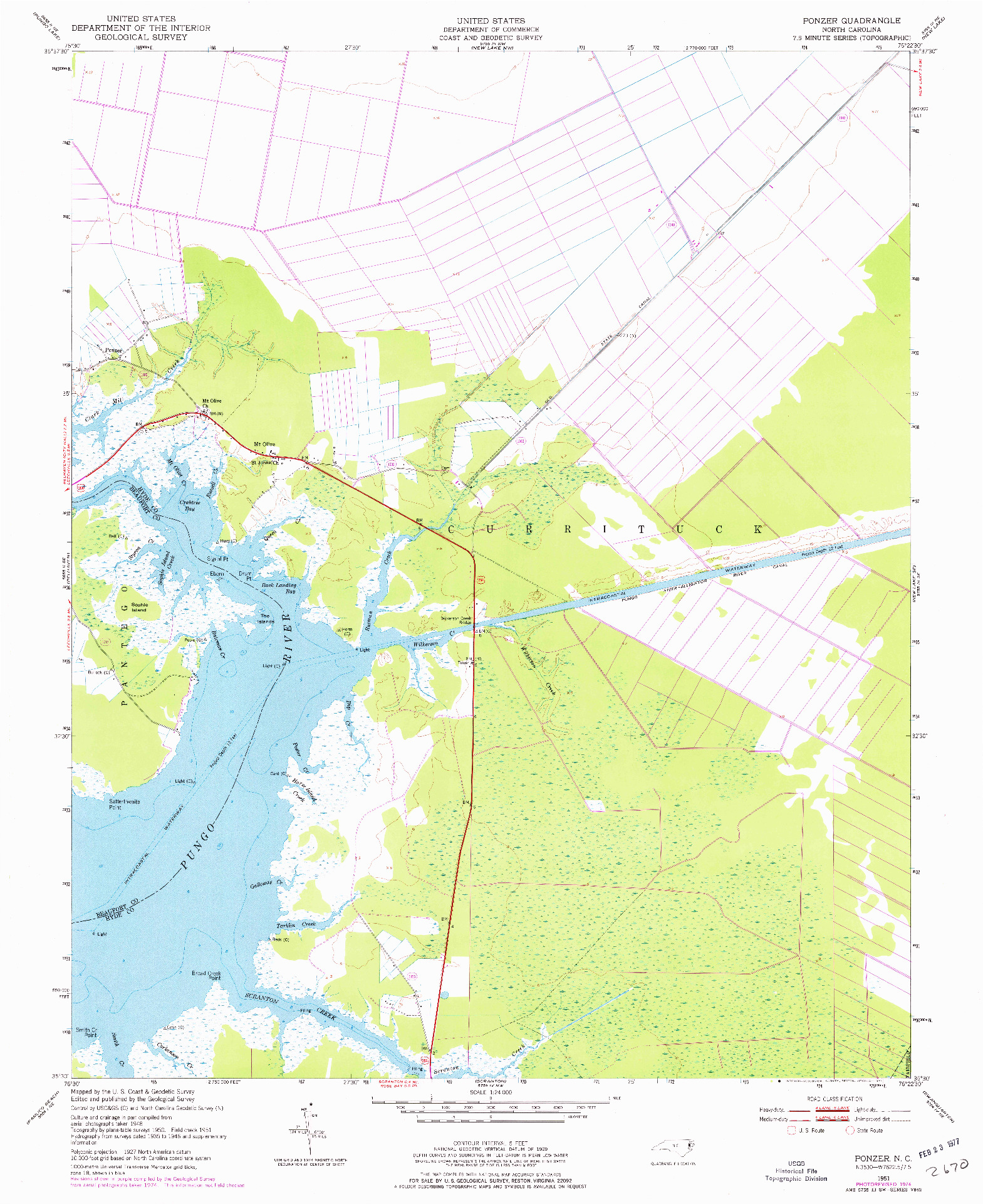 USGS 1:24000-SCALE QUADRANGLE FOR PONZER, NC 1951