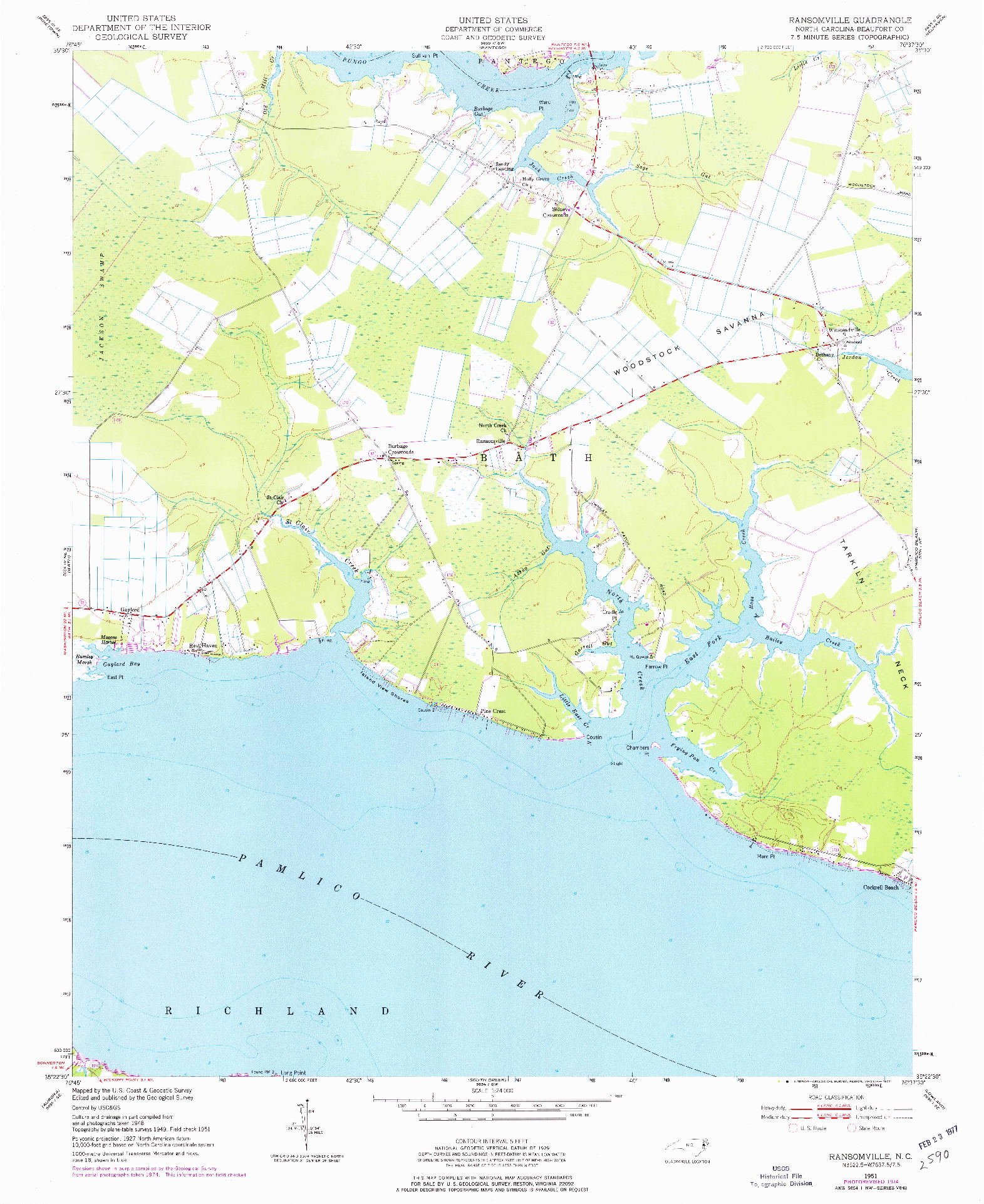 USGS 1:24000-SCALE QUADRANGLE FOR RANSOMVILLE, NC 1951