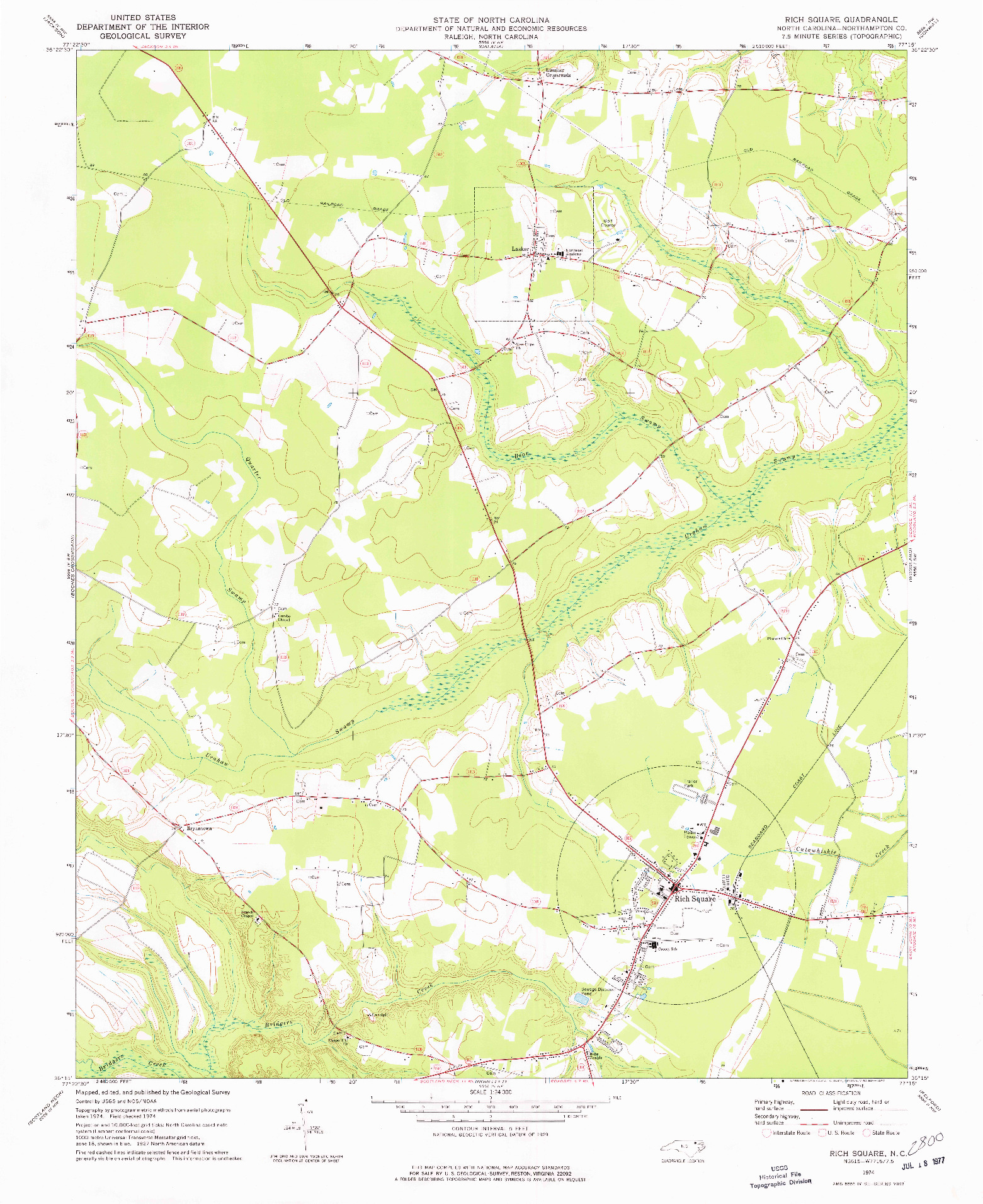 USGS 1:24000-SCALE QUADRANGLE FOR RICH SQUARE, NC 1974