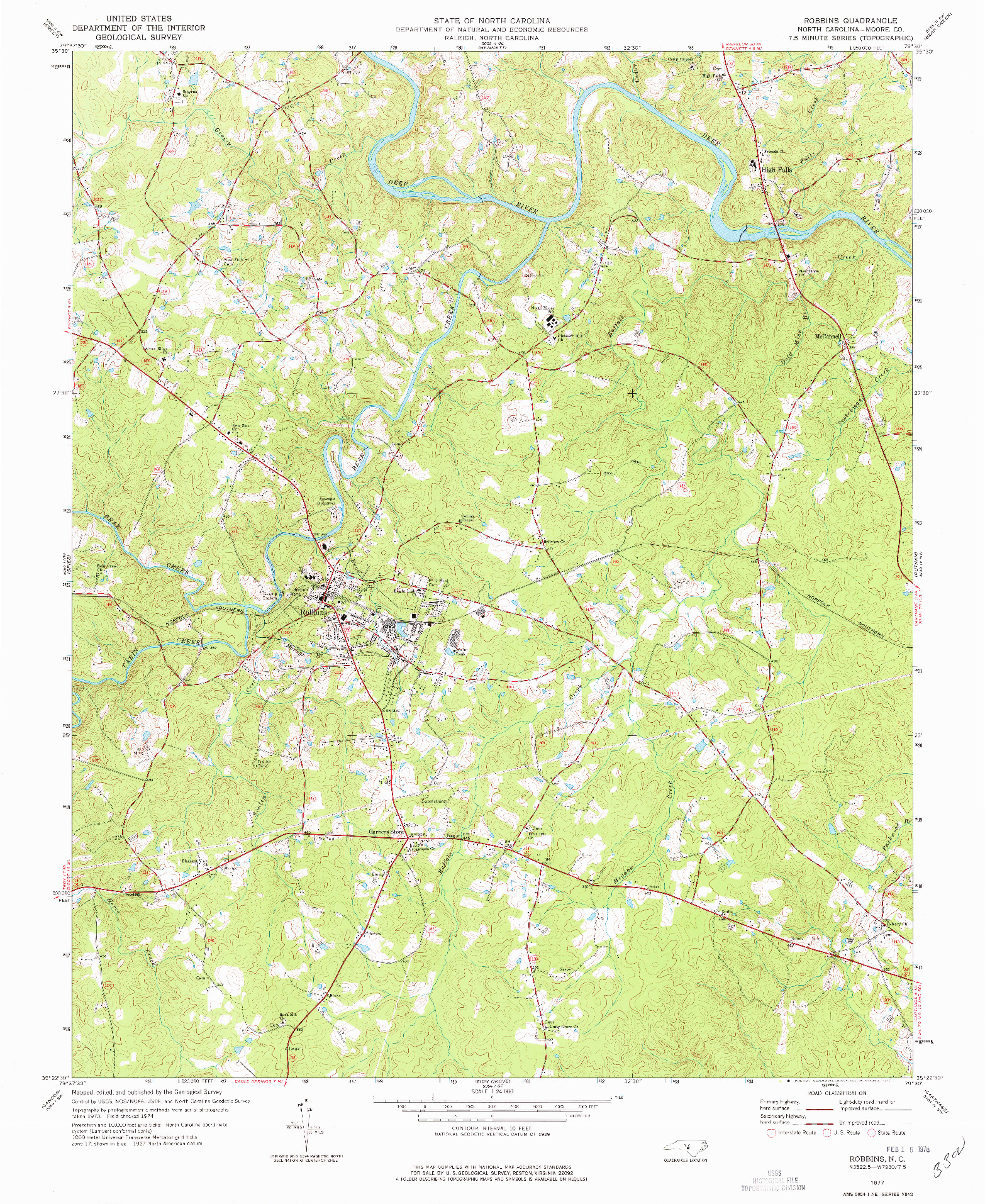 USGS 1:24000-SCALE QUADRANGLE FOR ROBBINS, NC 1977