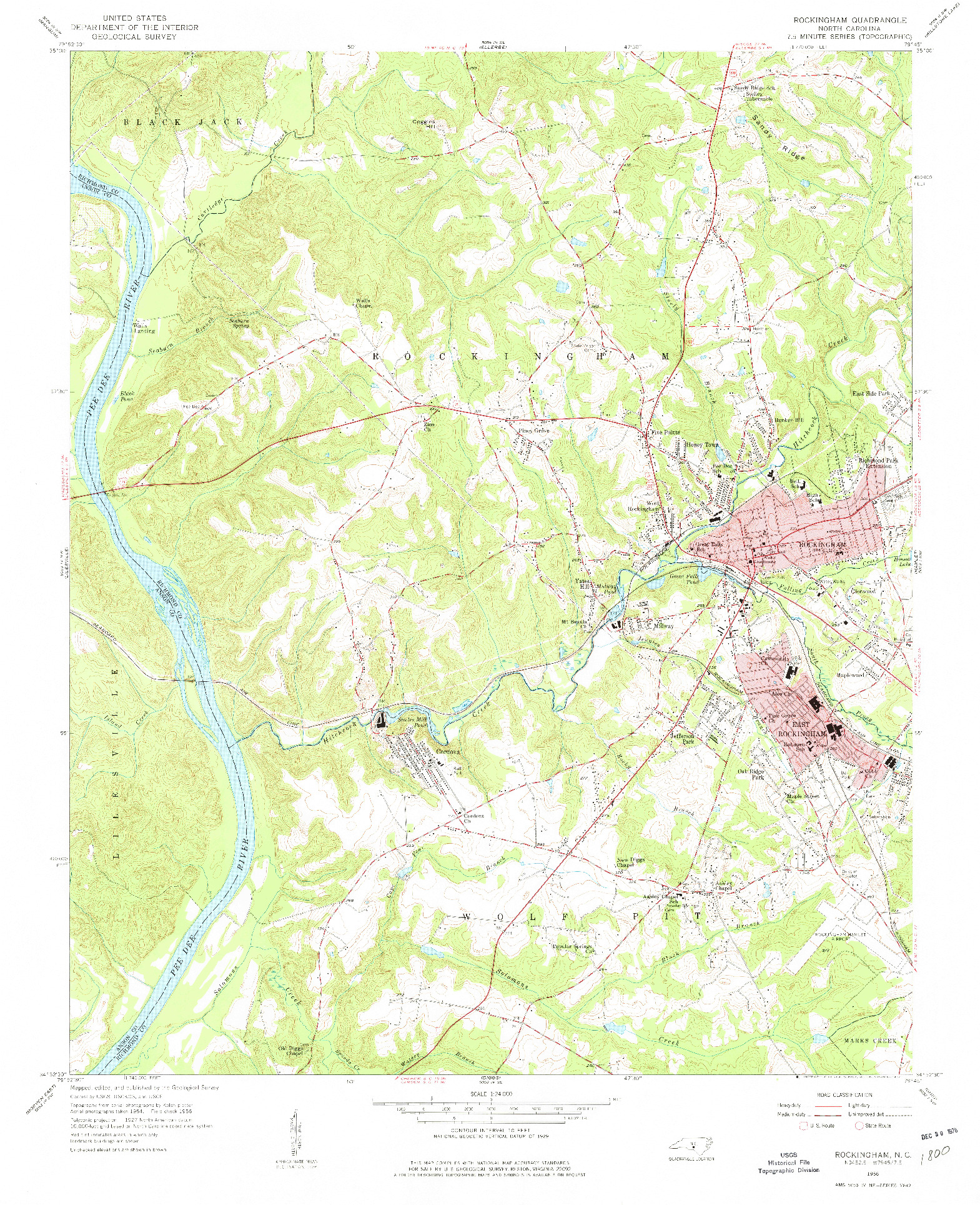 USGS 1:24000-SCALE QUADRANGLE FOR ROCKINGHAM, NC 1956