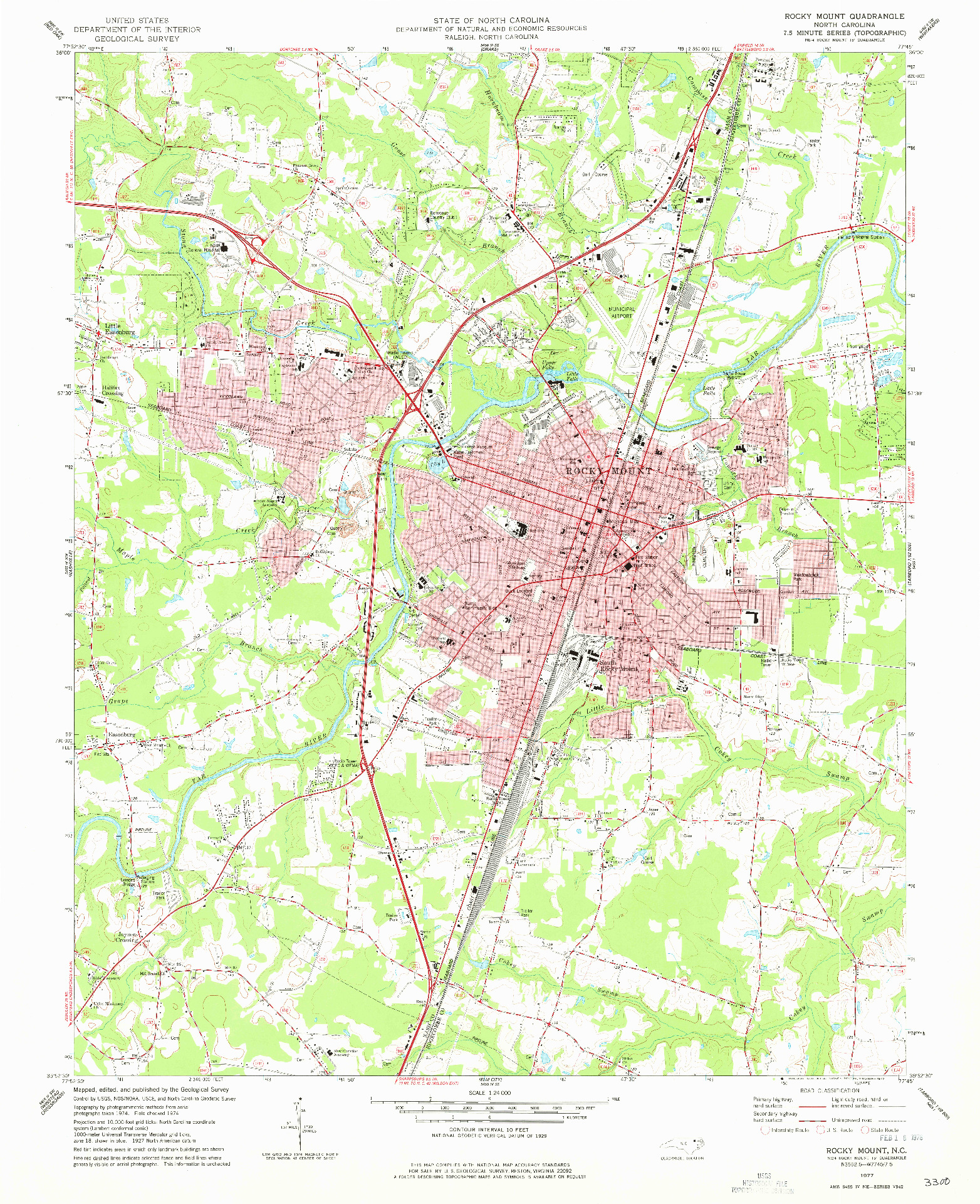 USGS 1:24000-SCALE QUADRANGLE FOR ROCKY MOUNT, NC 1977