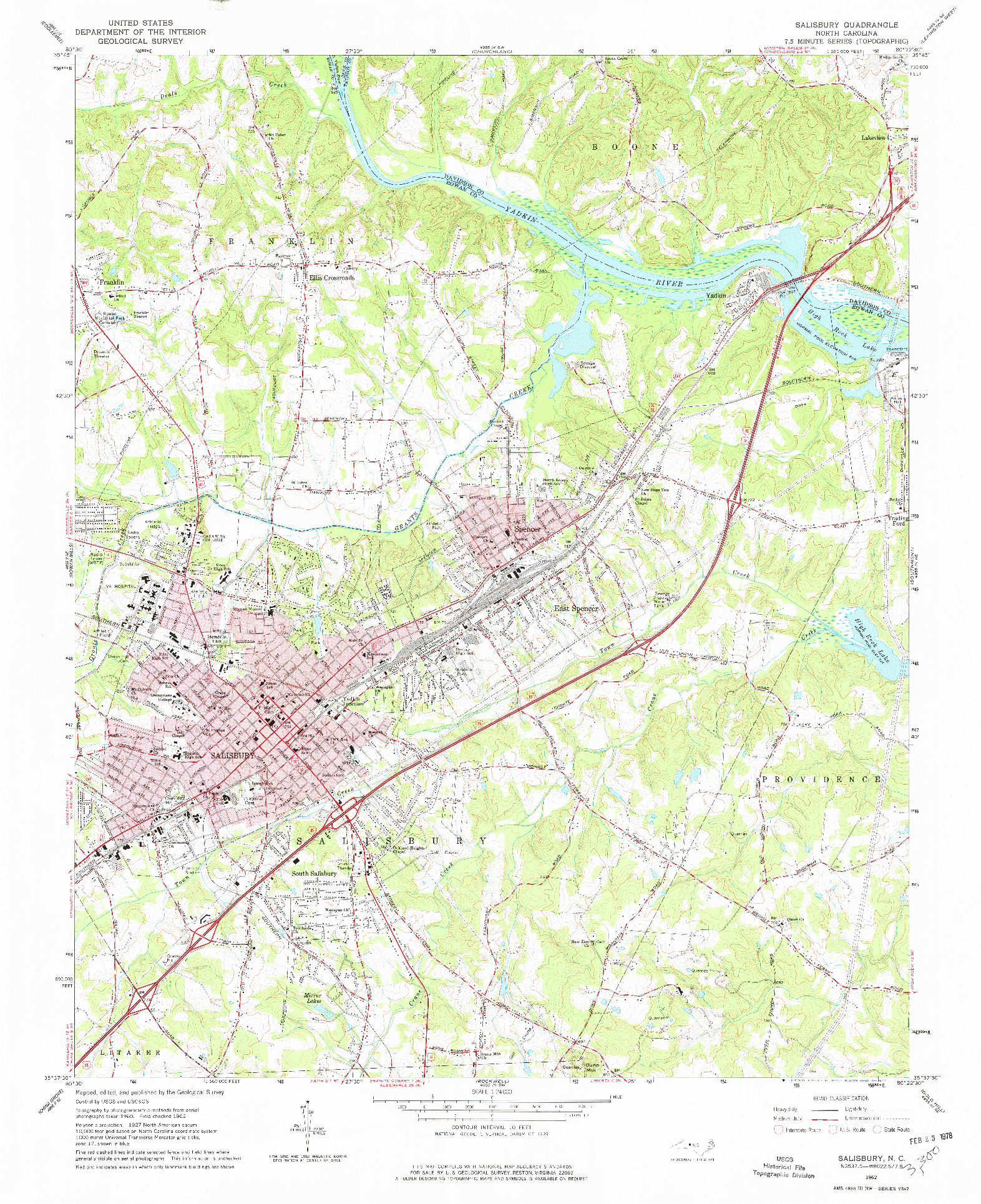 USGS 1:24000-SCALE QUADRANGLE FOR SALISBURY, NC 1962