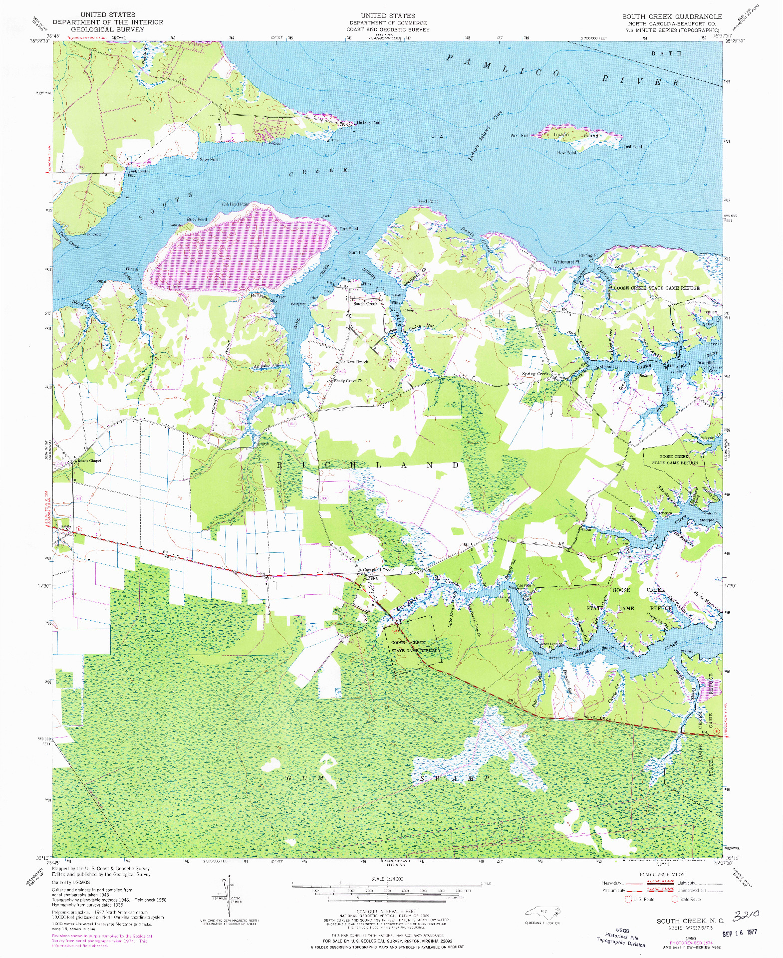 USGS 1:24000-SCALE QUADRANGLE FOR SOUTH CREEK, NC 1950