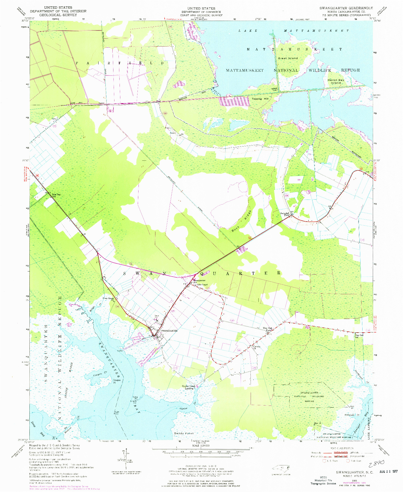 USGS 1:24000-SCALE QUADRANGLE FOR SWANQUARTER, NC 1951