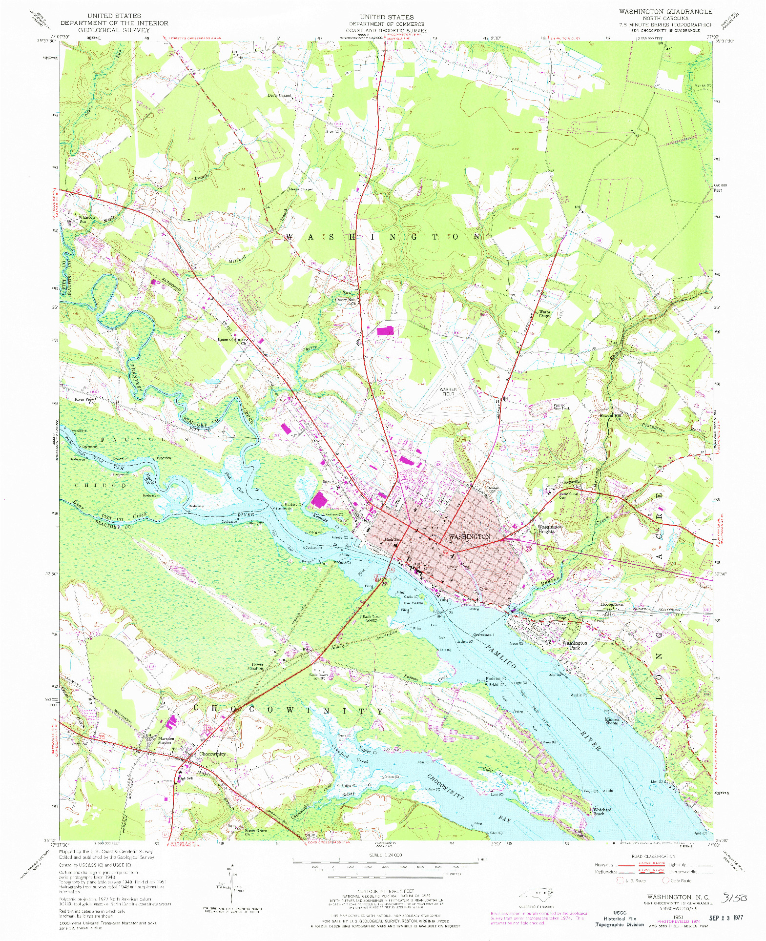 USGS 1:24000-SCALE QUADRANGLE FOR WASHINGTON, NC 1951