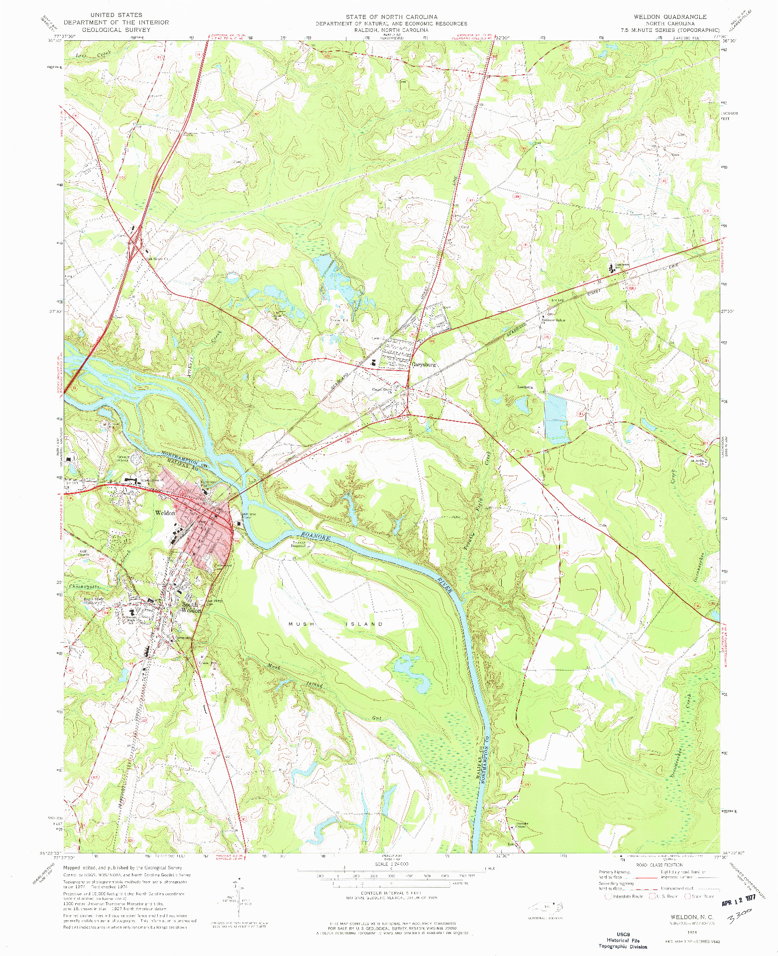 USGS 1:24000-SCALE QUADRANGLE FOR WELDON, NC 1974