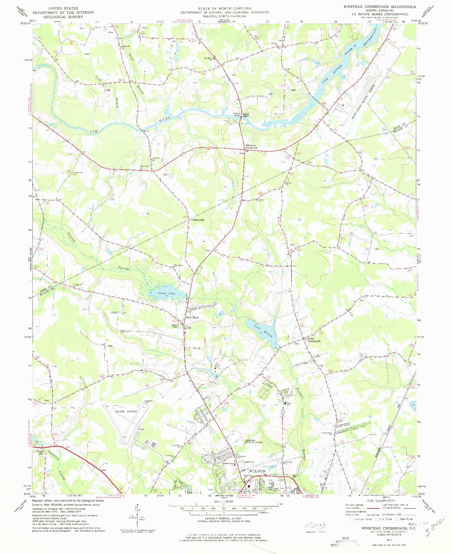 USGS 1:24000-SCALE QUADRANGLE FOR WINSTEAD CROSSROADS, NC 1977