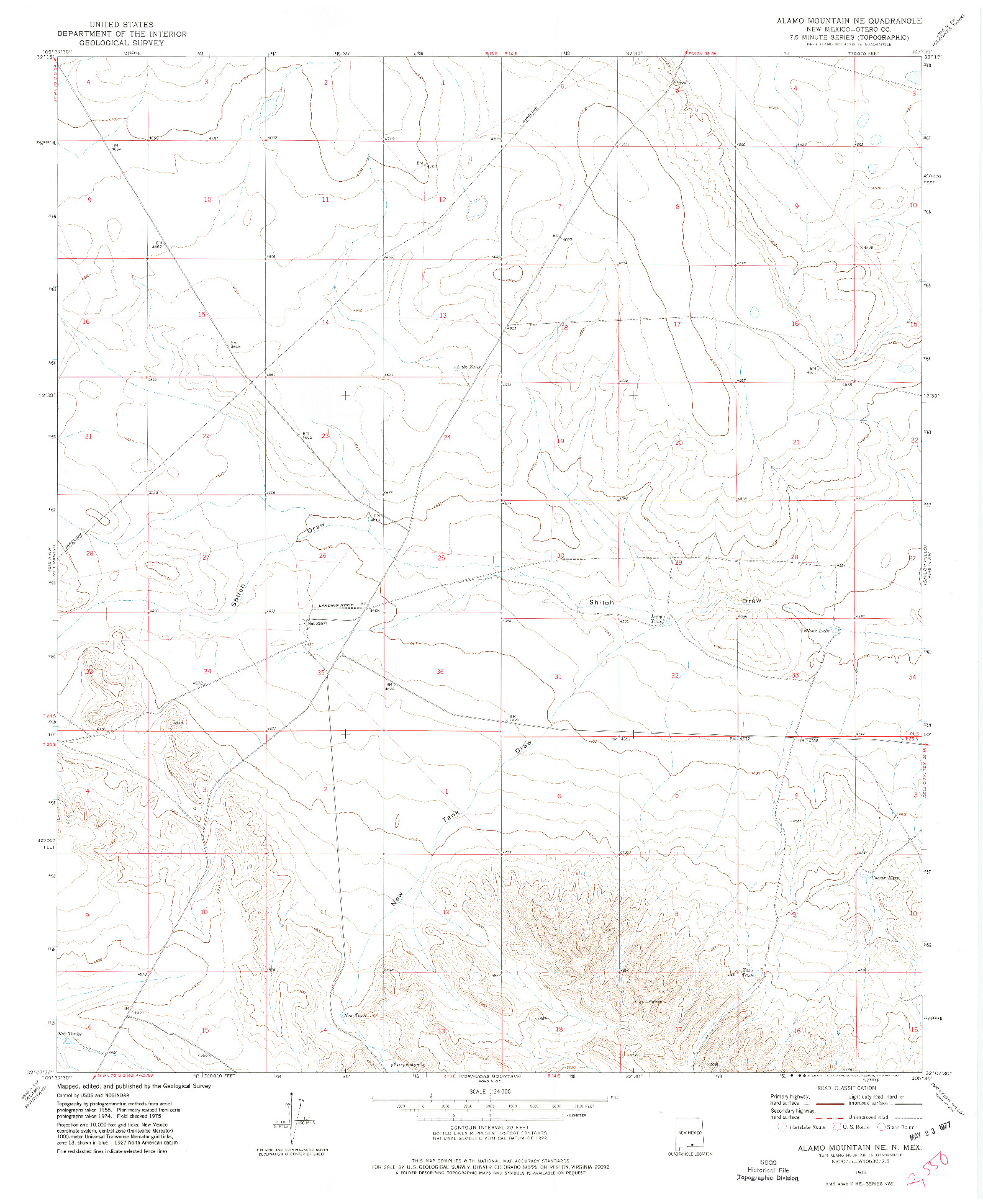 USGS 1:24000-SCALE QUADRANGLE FOR ALAMO MOUNTAIN NE, NM 1975