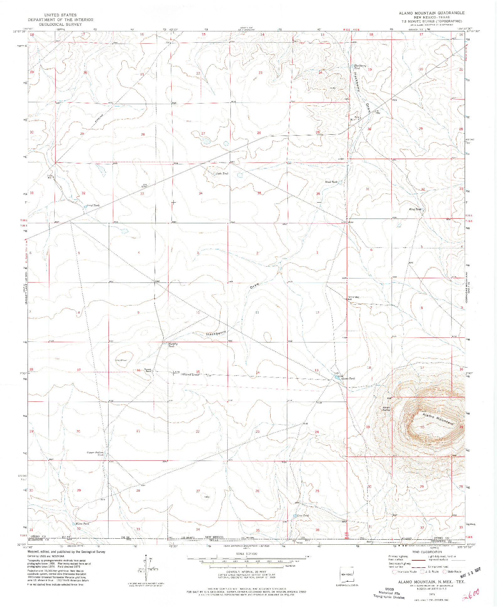USGS 1:24000-SCALE QUADRANGLE FOR ALAMO MOUNTAIN, NM 1975