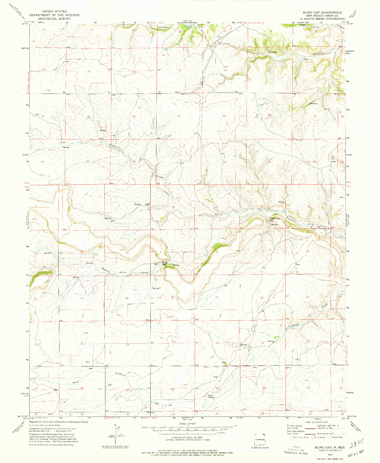 USGS 1:24000-SCALE QUADRANGLE FOR BLIND GAP, NM 1973