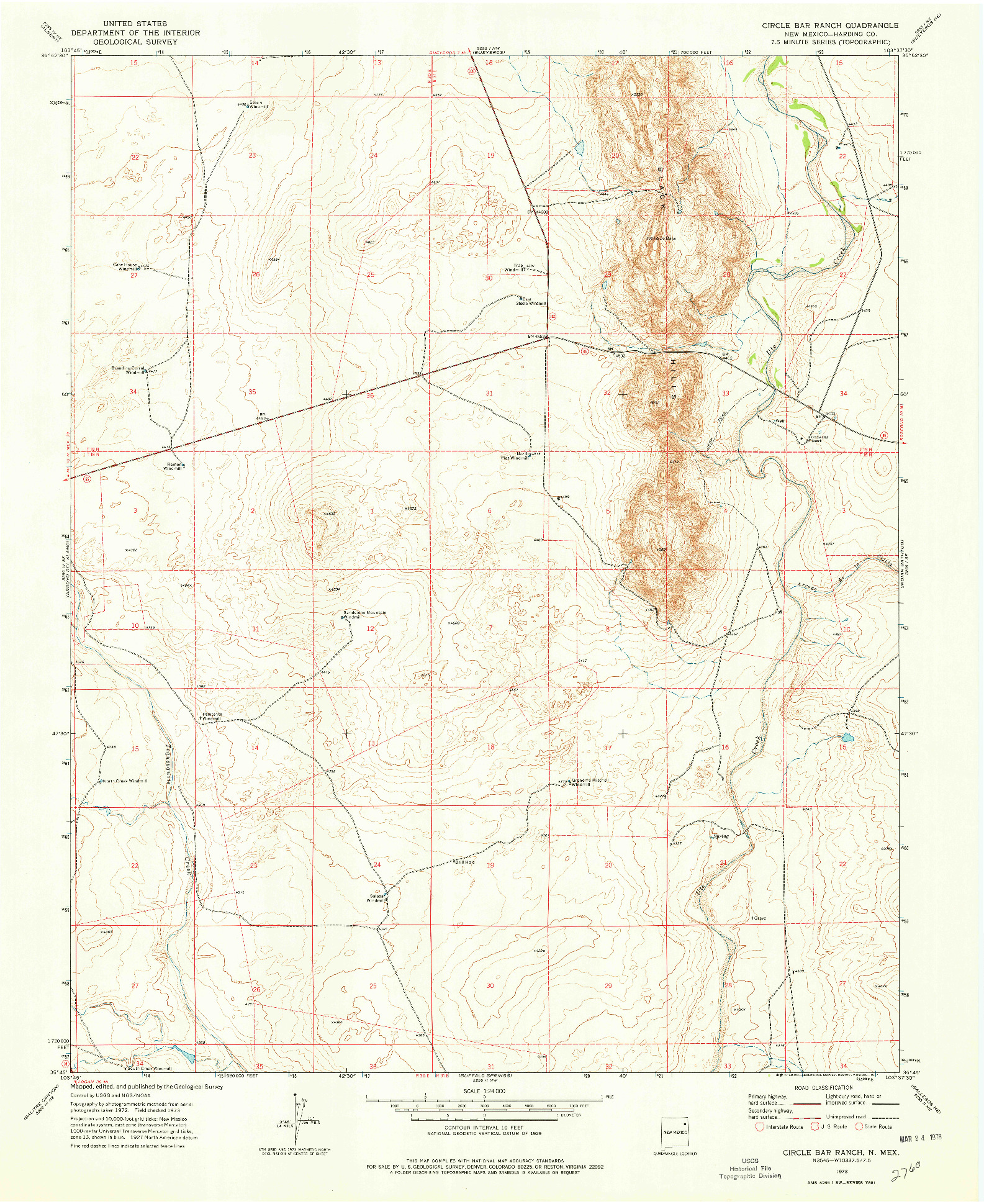 USGS 1:24000-SCALE QUADRANGLE FOR CIRCLE BAR RANCH, NM 1973