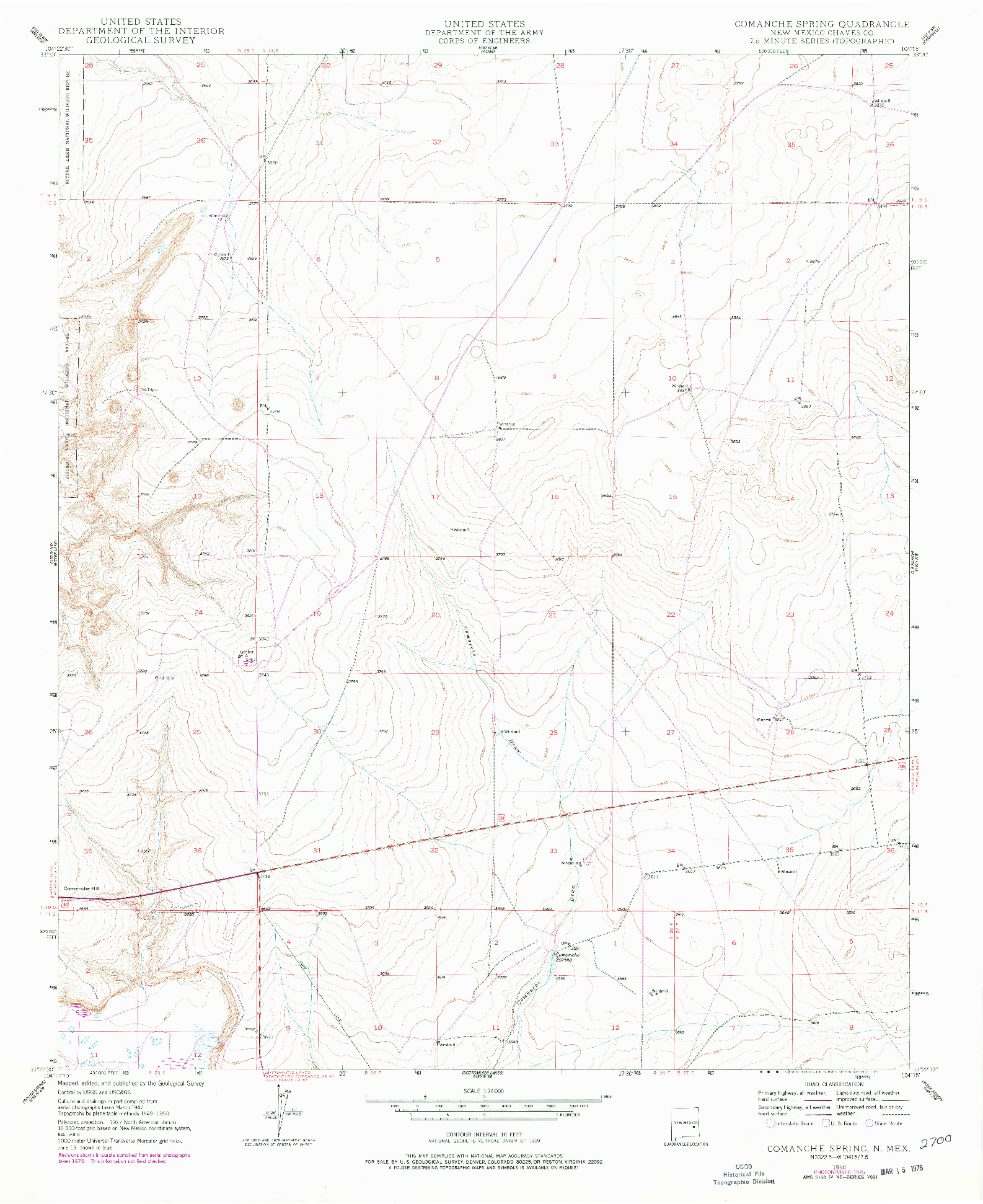 USGS 1:24000-SCALE QUADRANGLE FOR COMANCHE SPRING, NM 1950