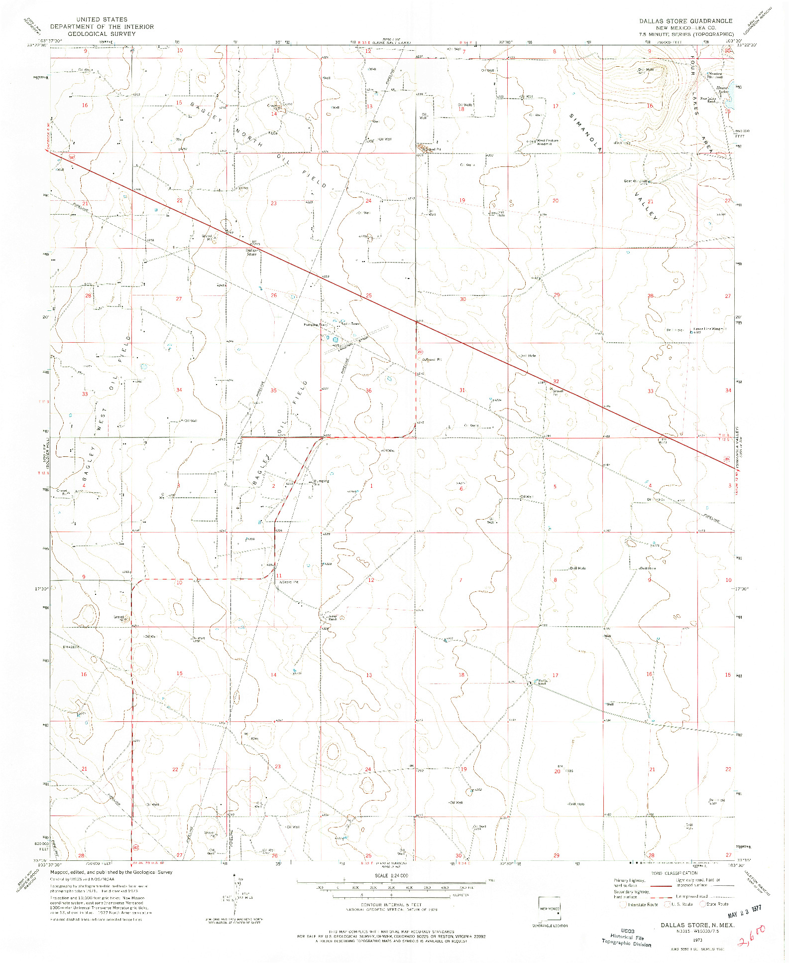 USGS 1:24000-SCALE QUADRANGLE FOR DALLAS STORE, NM 1973
