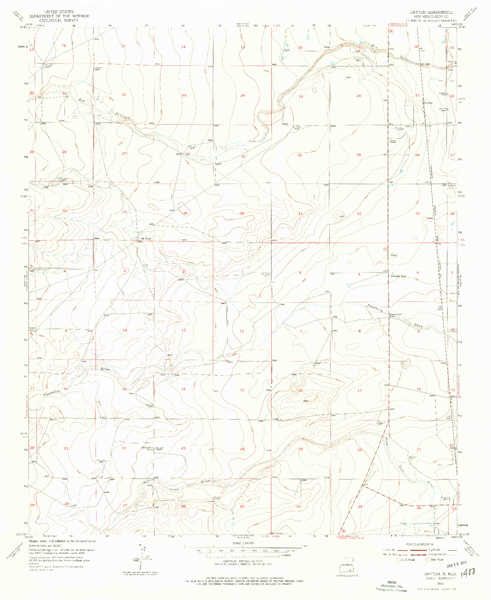 USGS 1:24000-SCALE QUADRANGLE FOR DAYTON, NM 1955