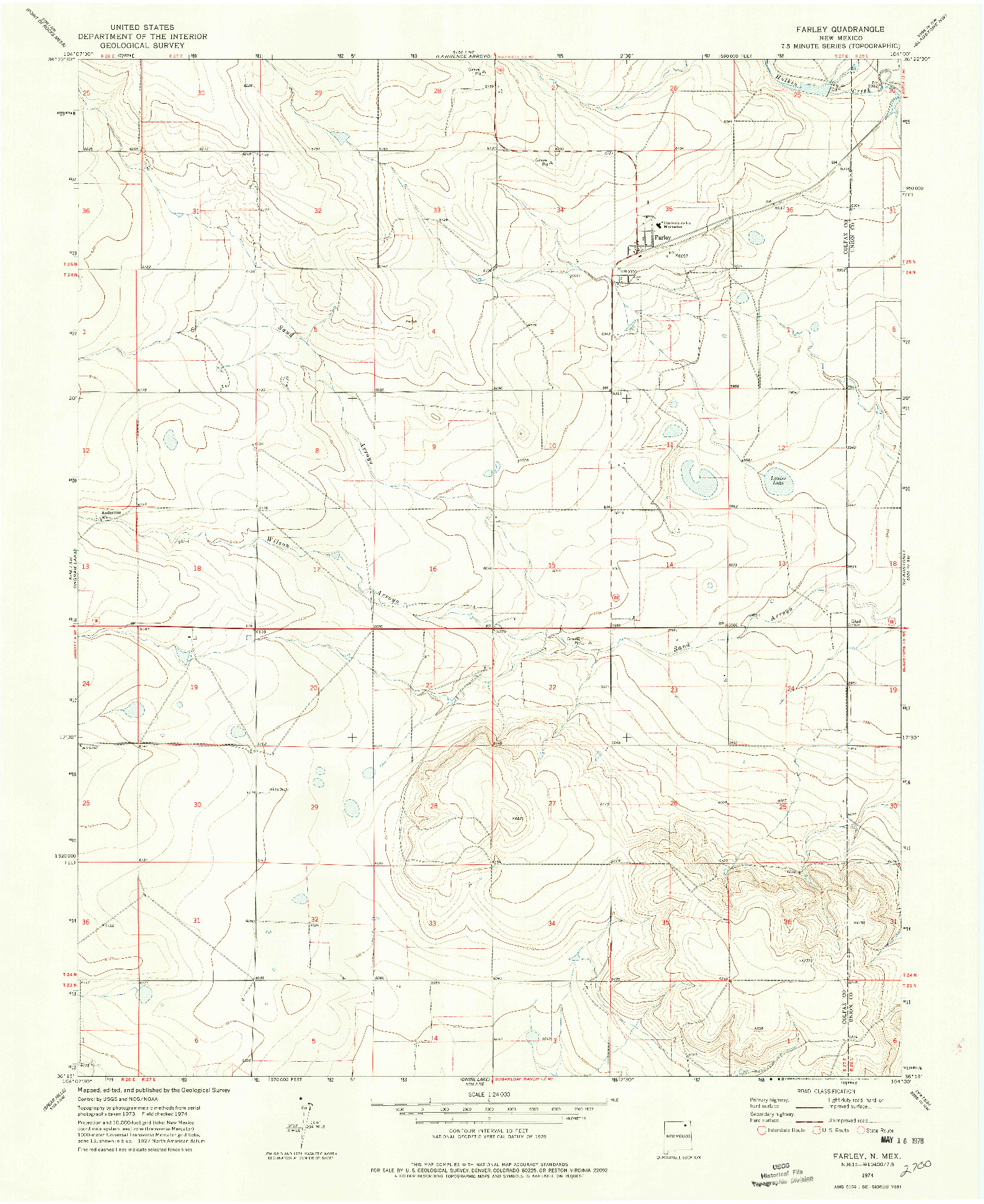 USGS 1:24000-SCALE QUADRANGLE FOR FARLEY, NM 1974